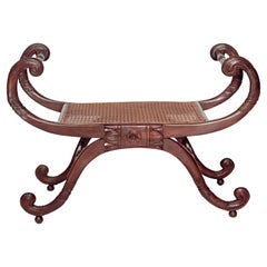 An English Style X-Form Walnut Window Seat (two available)