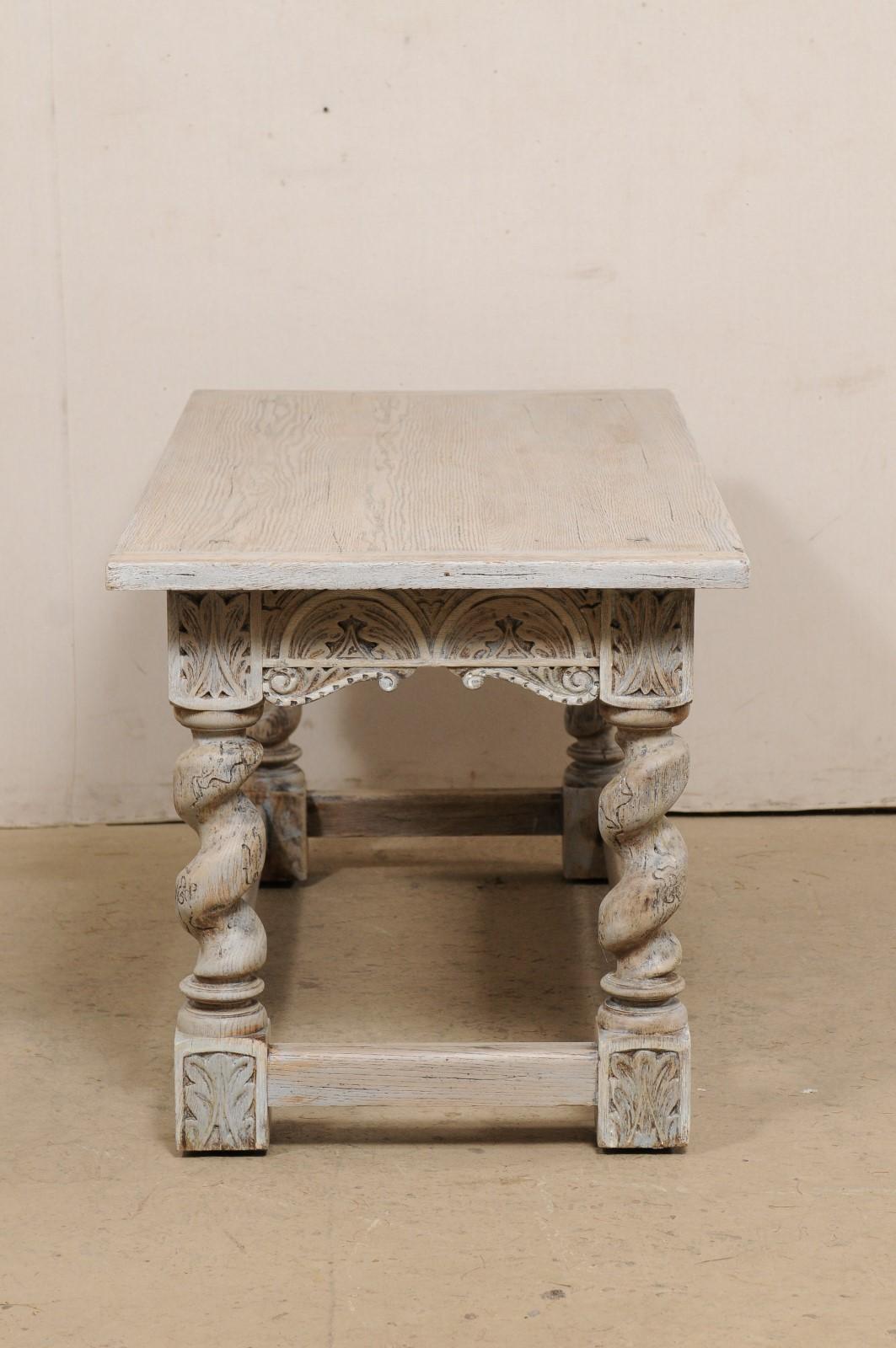 English Table w/ Barley Twist Legs & an Elegantly Carved Apron & Feet, 19th C 6