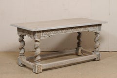 English Table w/ Barley Twist Legs & an Elegantly Carved Apron & Feet, 19th C