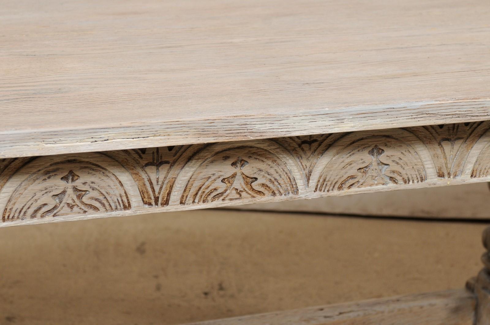 English Table w/ Barley Twist Legs & an Elegantly Carved Apron & Feet, 19th C 1