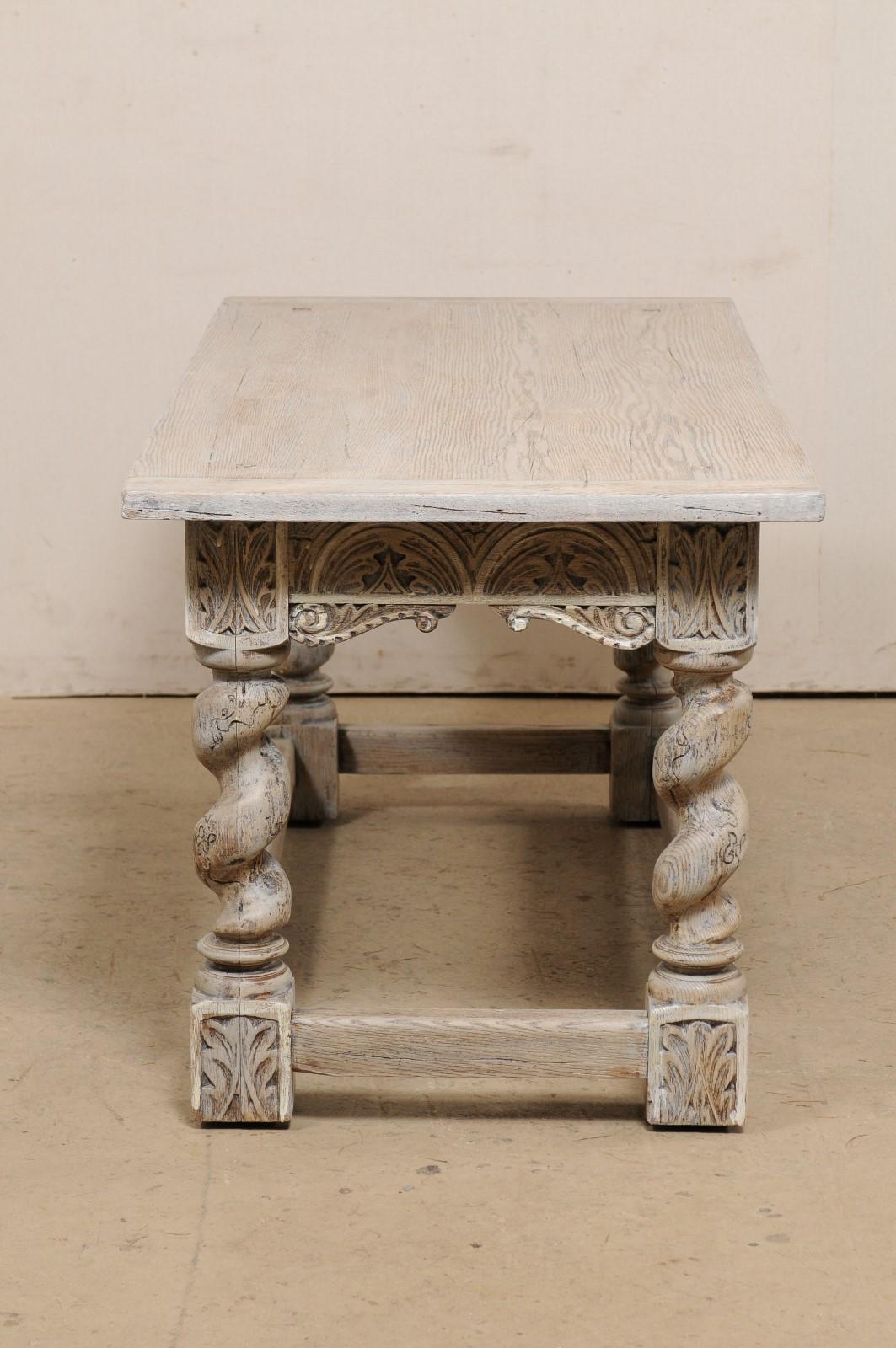 English Table w/ Barley Twist Legs & an Elegantly Carved Apron & Feet, 19th C 3