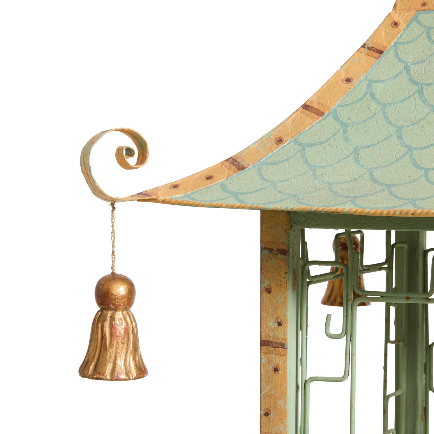 Hand-Painted An English Tole Pagoda Form Lantern