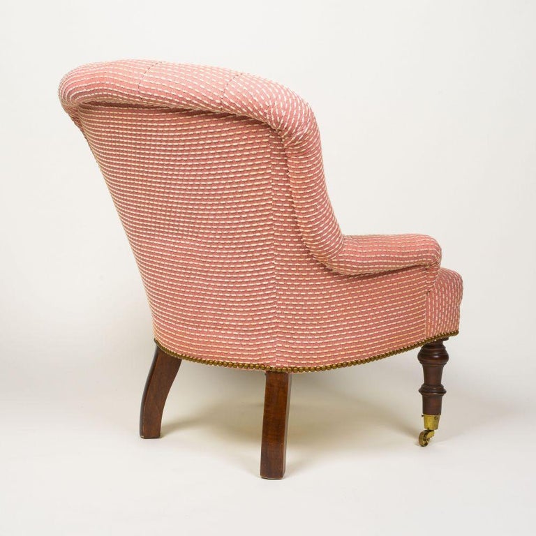 An English Tufted Upholstered and Mahogany Armchair For Sale at 1stDibs