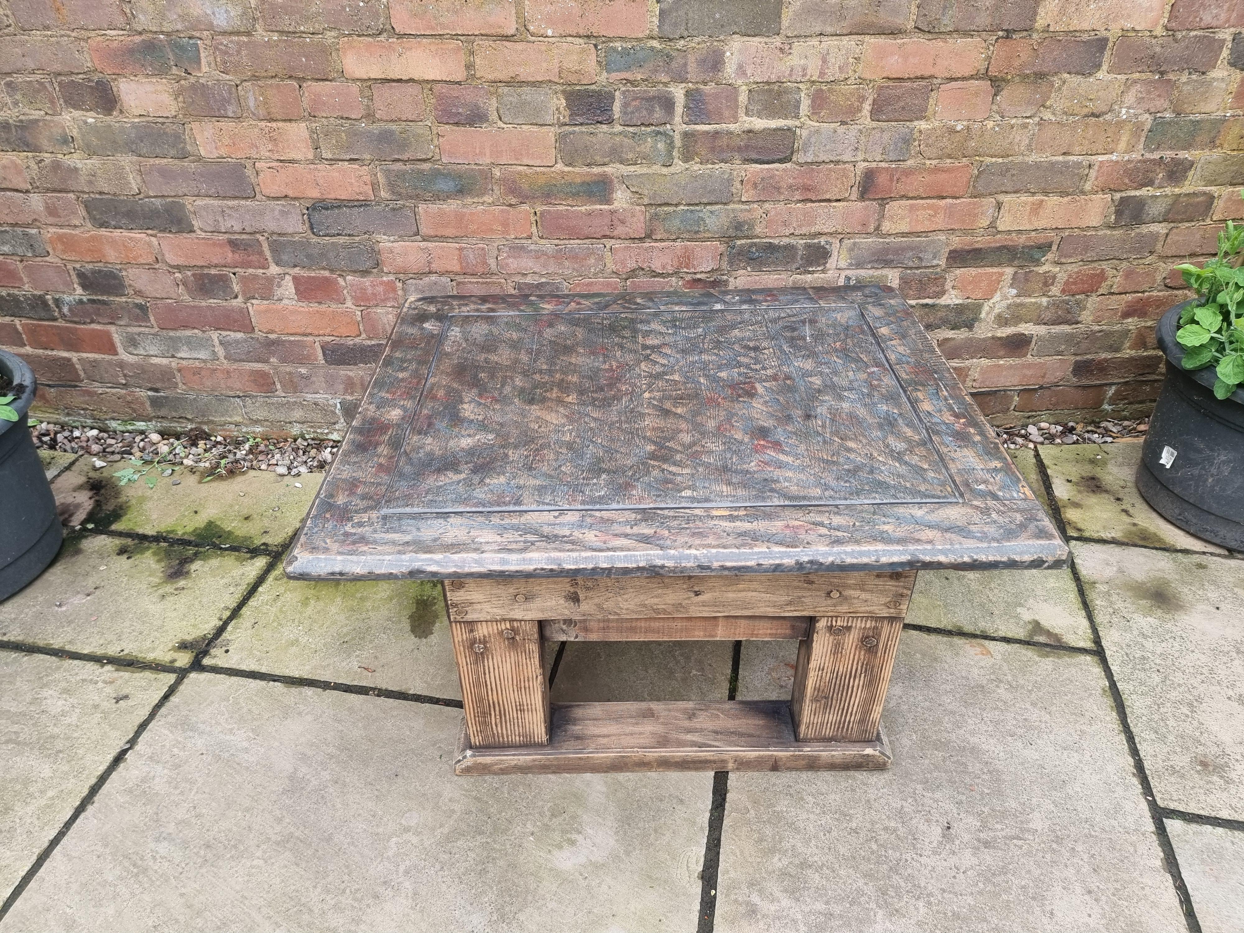 20th Century An English coffee or low table made in a rustic style, circa 1910 For Sale
