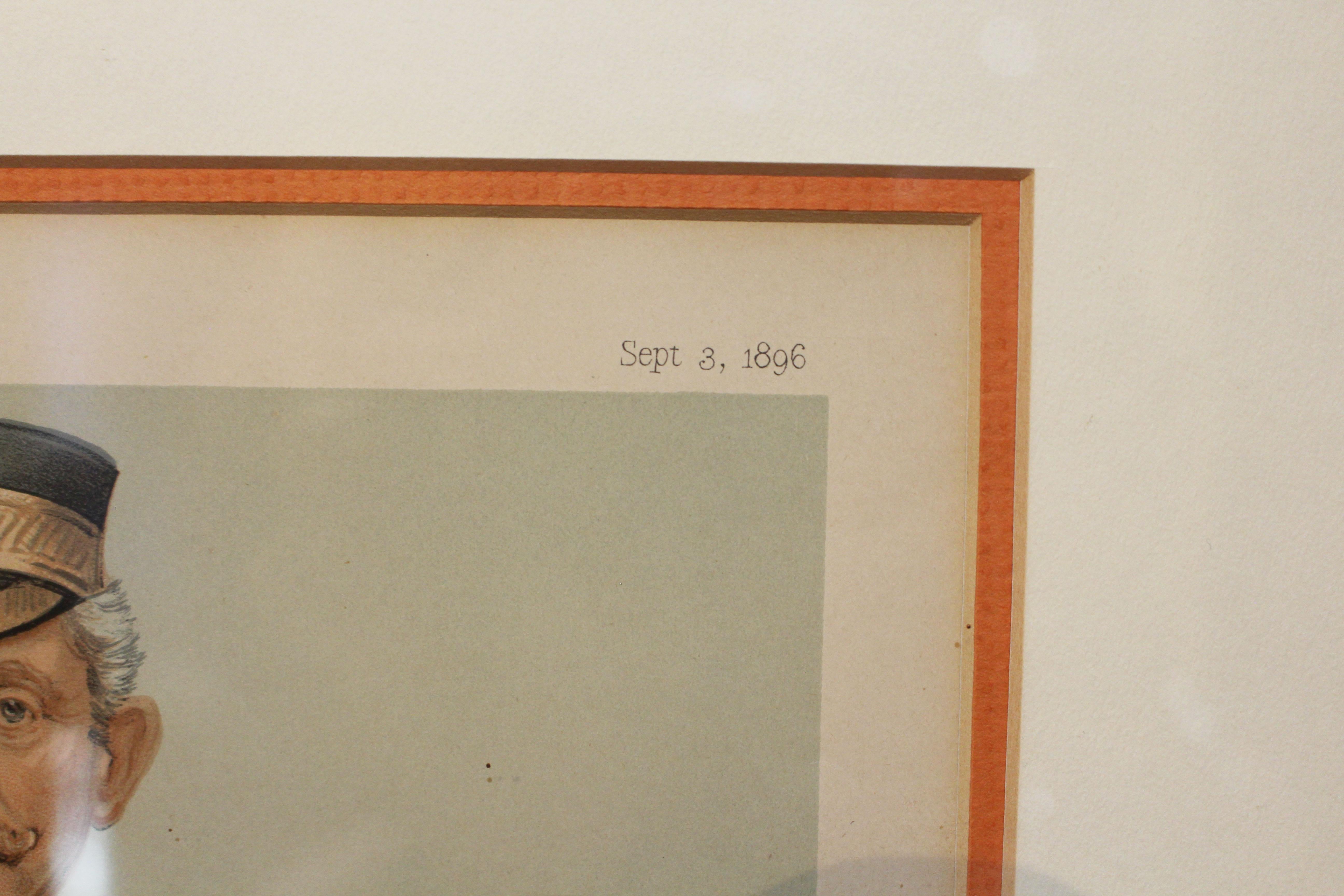 Eine englische Vanity Fair Chromolithographie von Oberst George Malcom Fox im Zustand „Gut“ im Angebot in Chapel Hill, NC