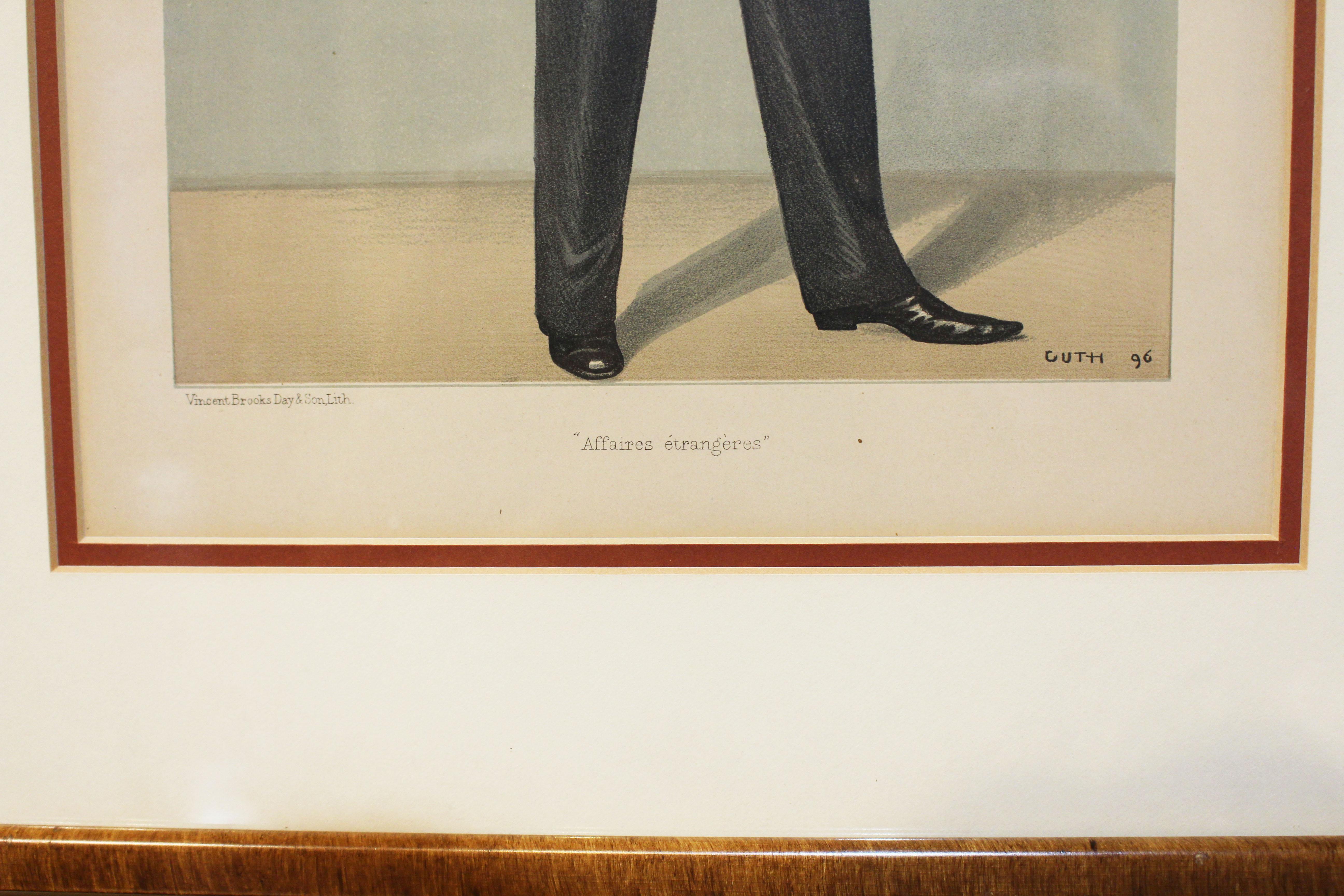 Una cromolitografia inglese di Vanity Fair di Gabriel Hanotaux di Guth In condizioni buone in vendita a Chapel Hill, NC