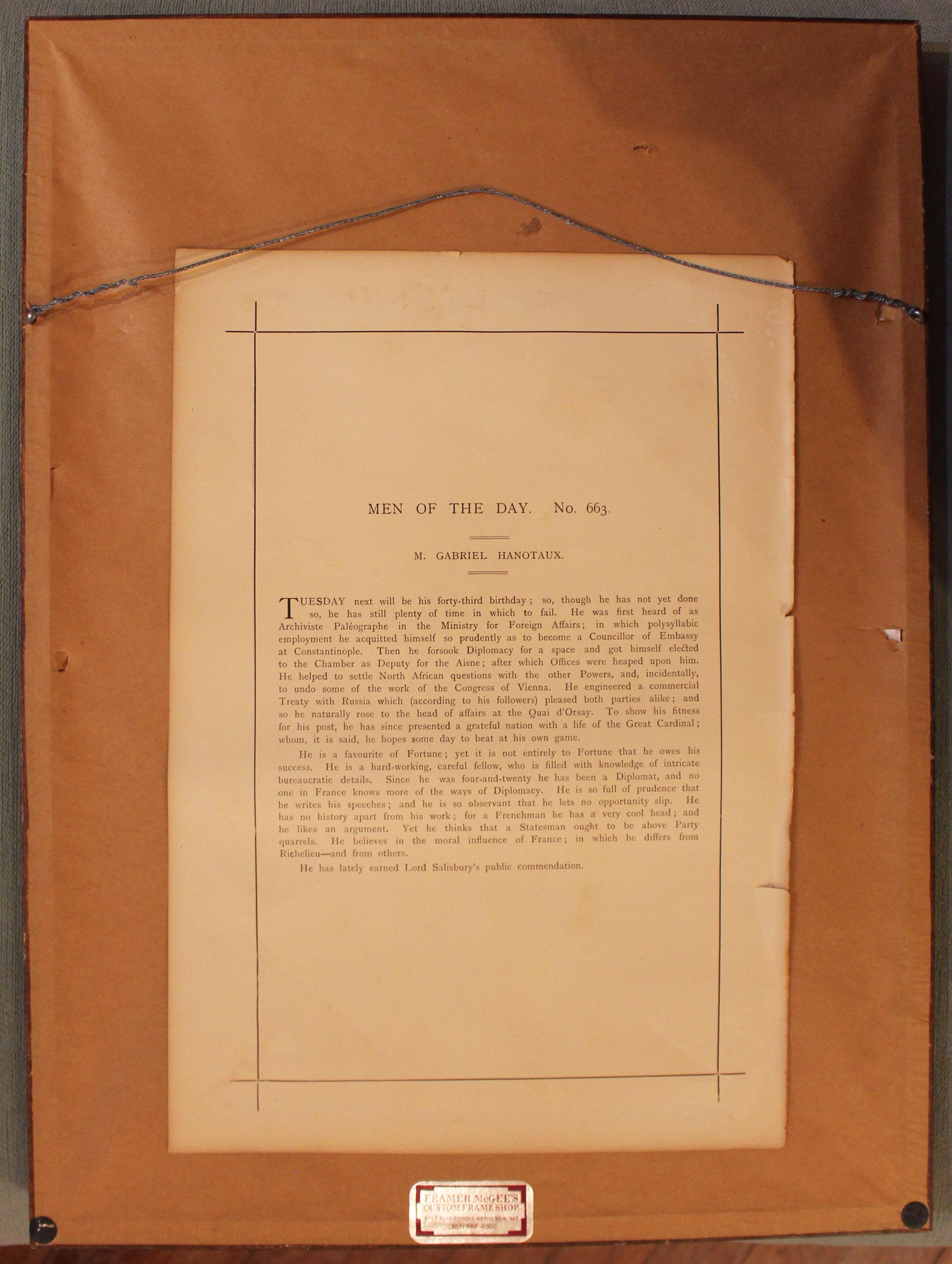 Una cromolitografia inglese di Vanity Fair di Gabriel Hanotaux di Guth in vendita 1