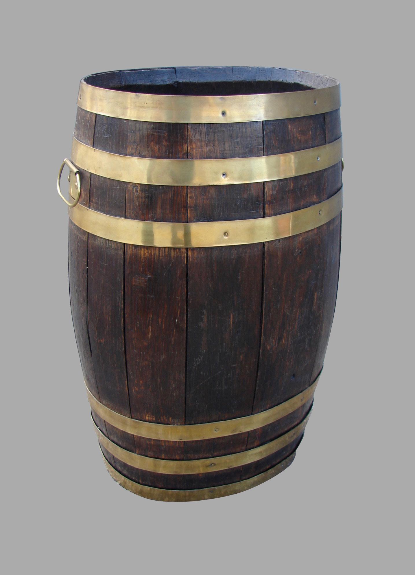 19th Century English Victorian Brass Bound Barrel Form Umbrella or Cane Receptacle