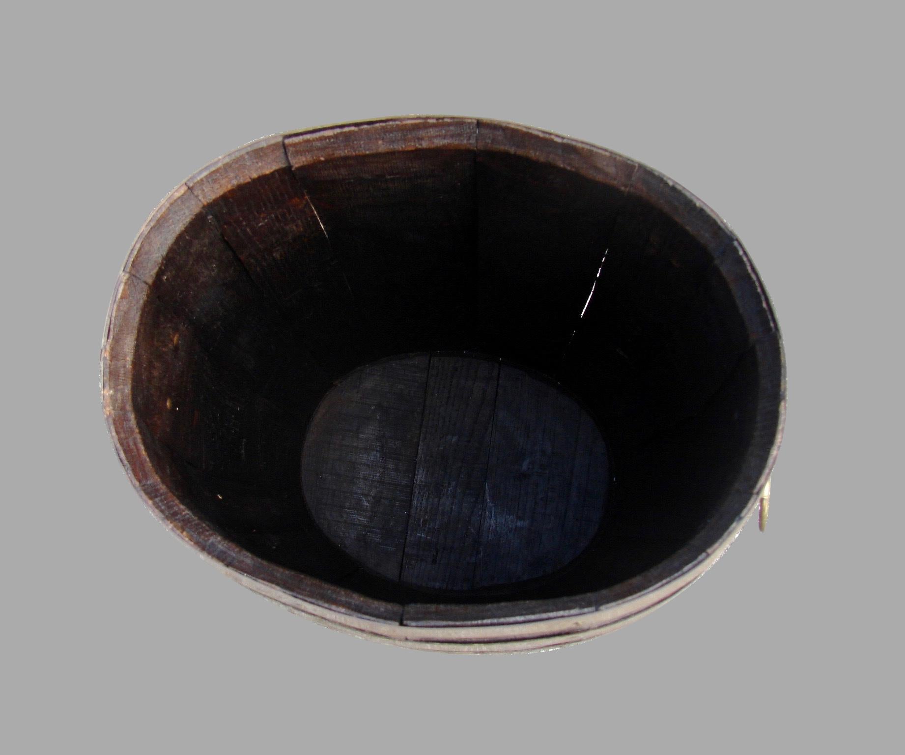 English Victorian Brass Bound Barrel Form Umbrella or Cane Receptacle 2
