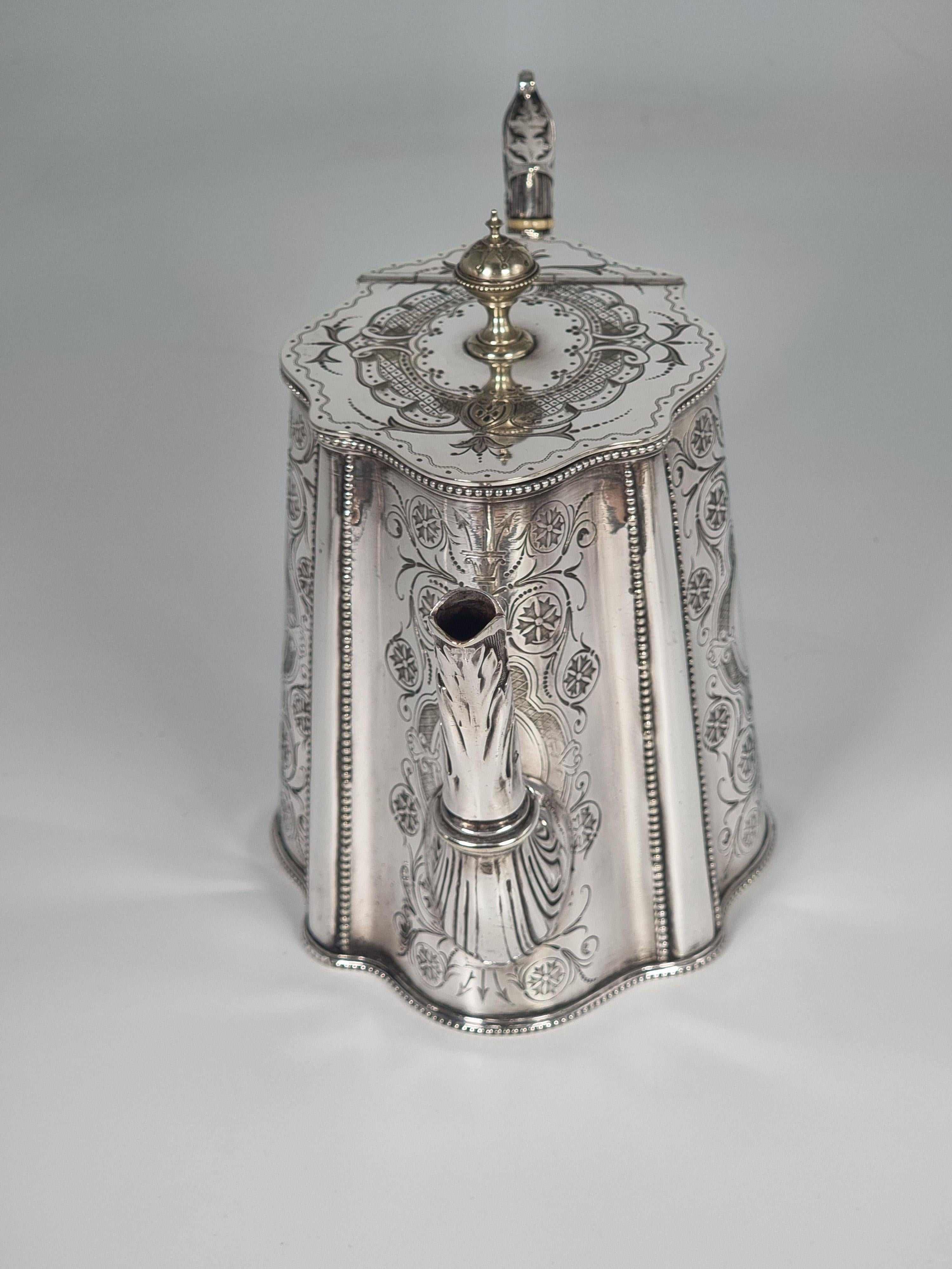 Juego de té/café victoriano inglés bañado en plata, hacia 1890 en venta 1