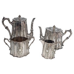 Juego de té/café victoriano inglés bañado en plata, hacia 1890