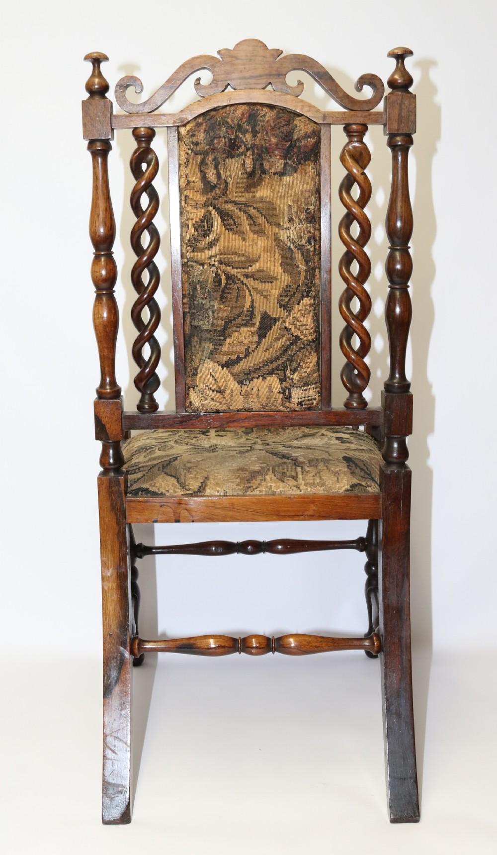 Mid-19th Century English William IV Carved Rosewood and Upholstered Child's Chair For Sale