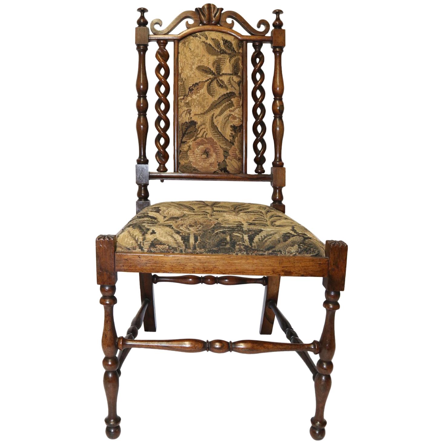 English William IV Carved Rosewood and Upholstered Child's Chair For Sale