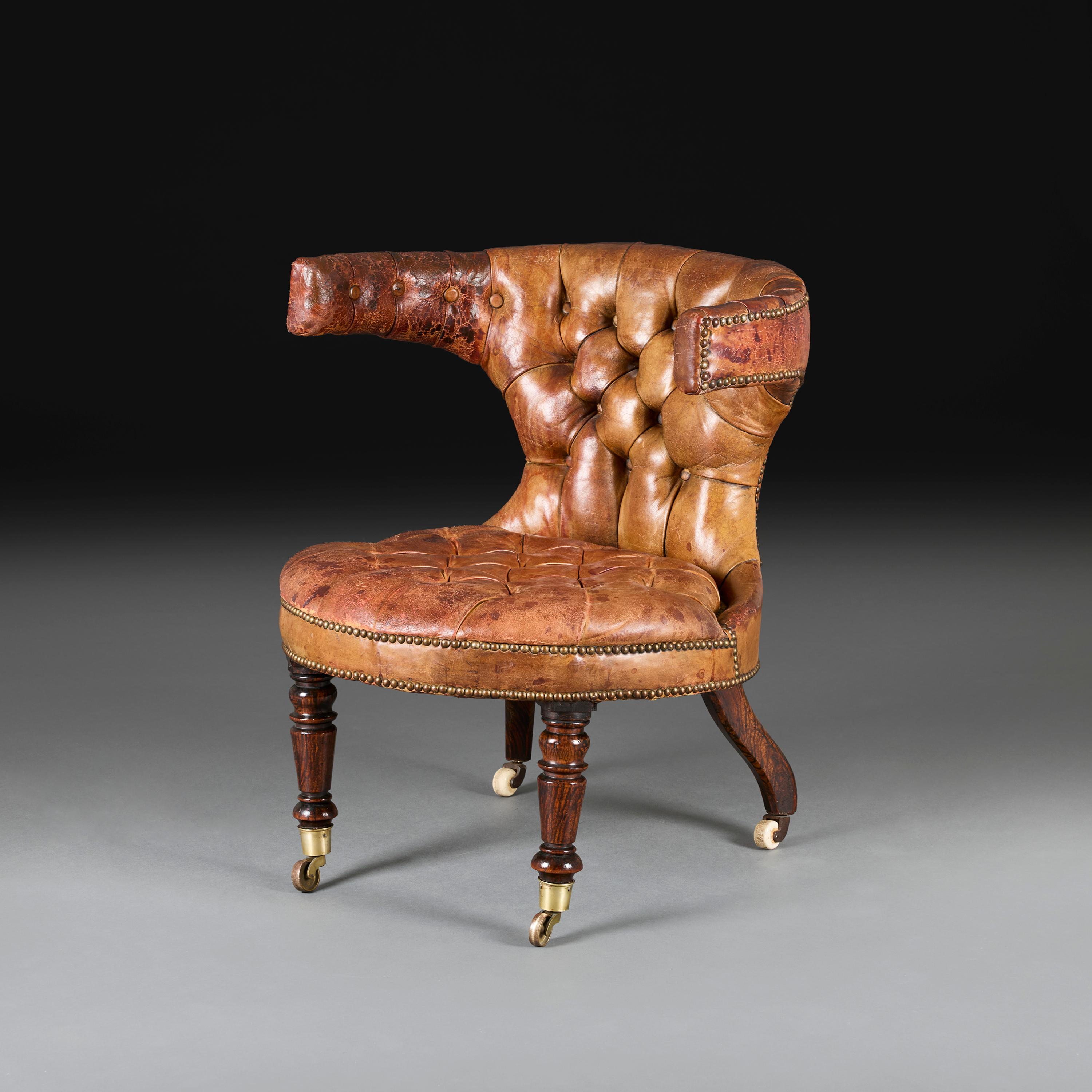 Inglese An English William IV Leather Reading Chair in vendita