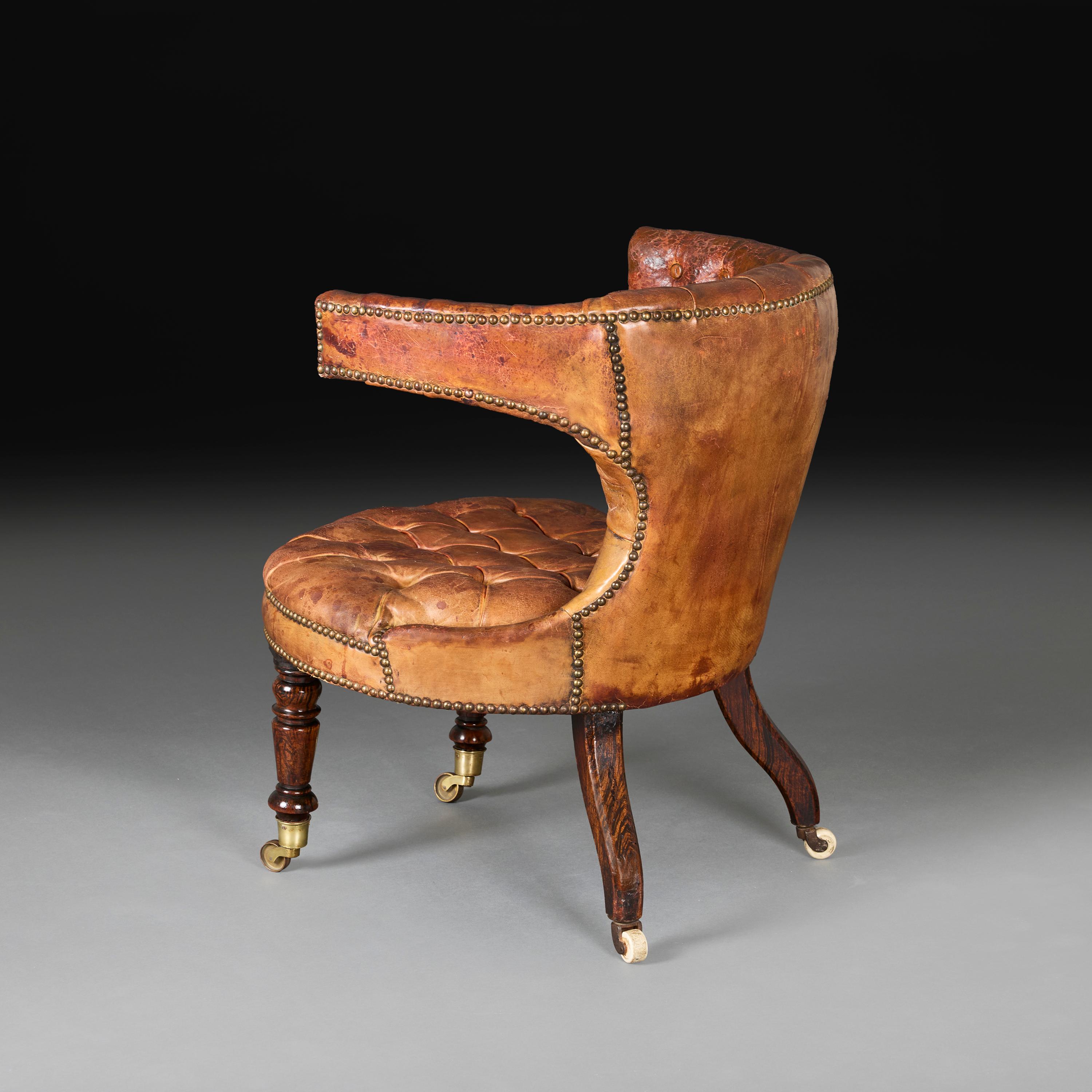 An English William IV Leather Reading Chair In condizioni discrete in vendita a London, GB