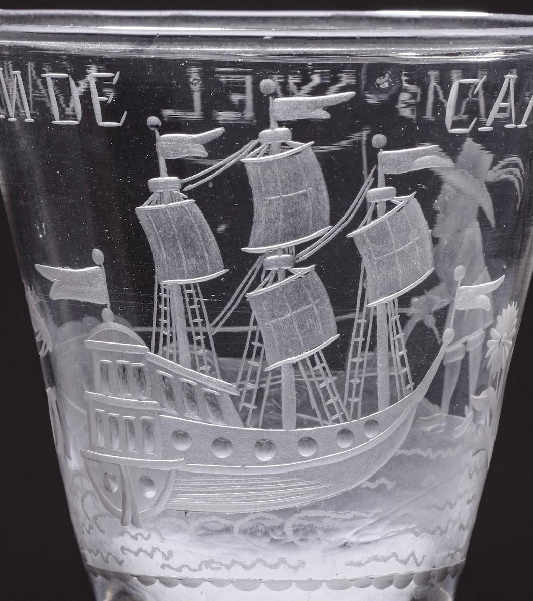 Engraved 'Cape of Good Hope' Colonial Commemorative Glass, 18th Century For Sale 1