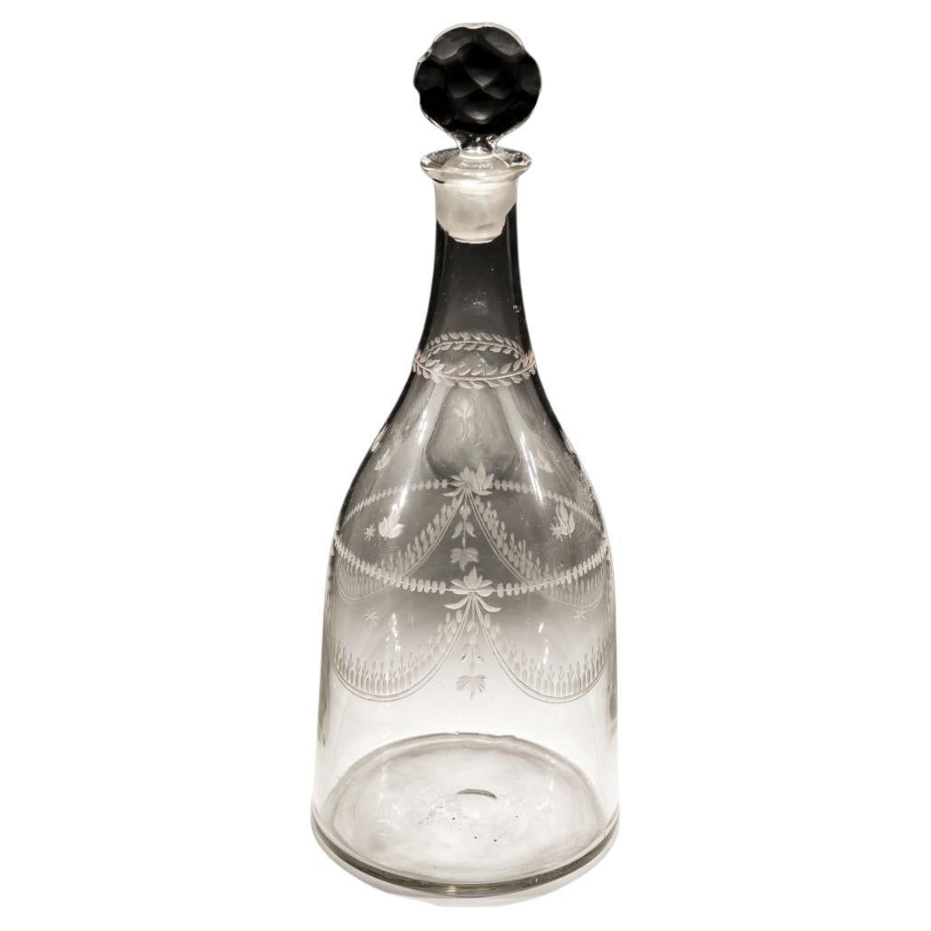 Engraved Continental Magnum Tapered Decanter For Sale