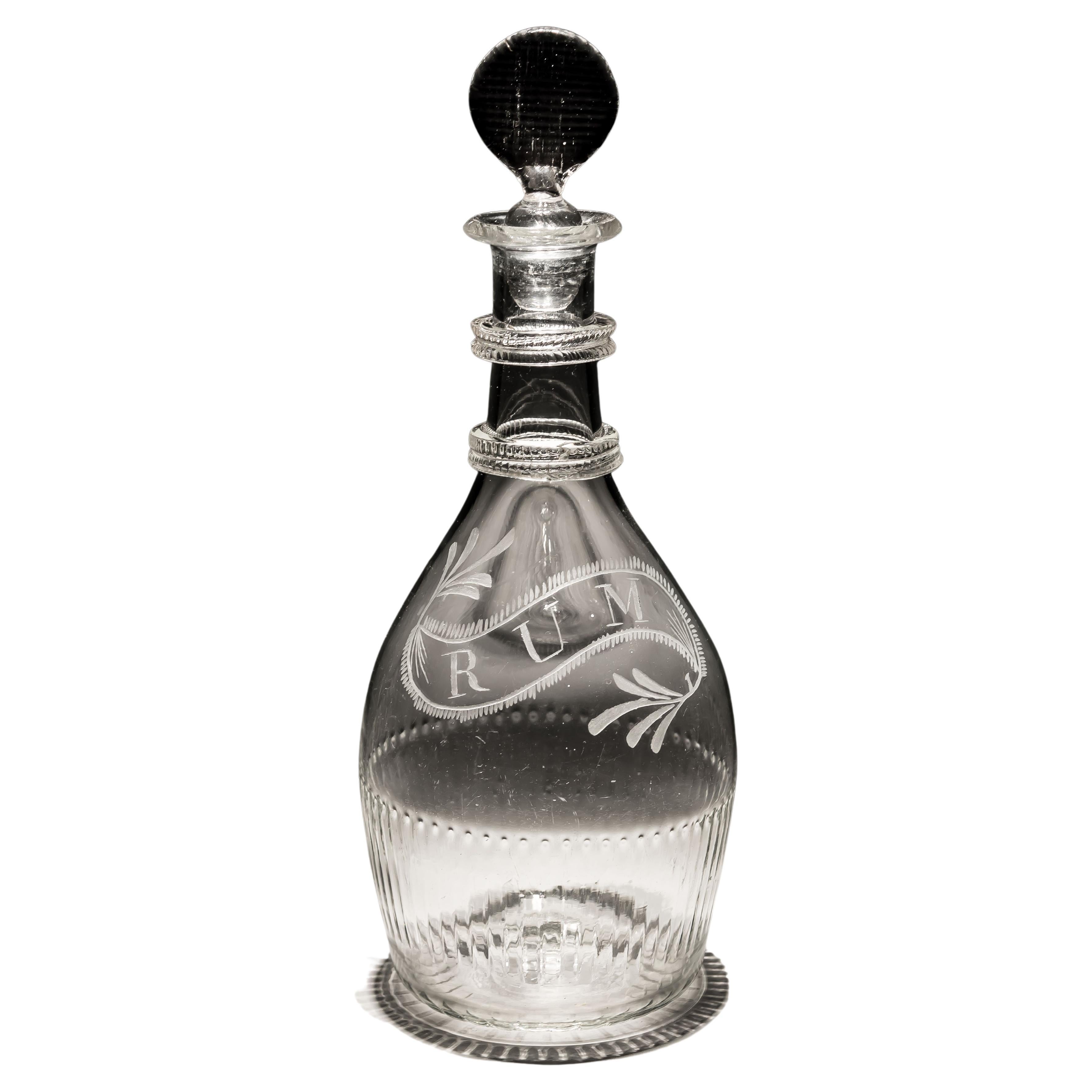Engraved Irish Rum Decanter Attributed to Cork & Co For Sale