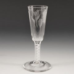 An Engraved Opaque Twist Ale Glass c1760
