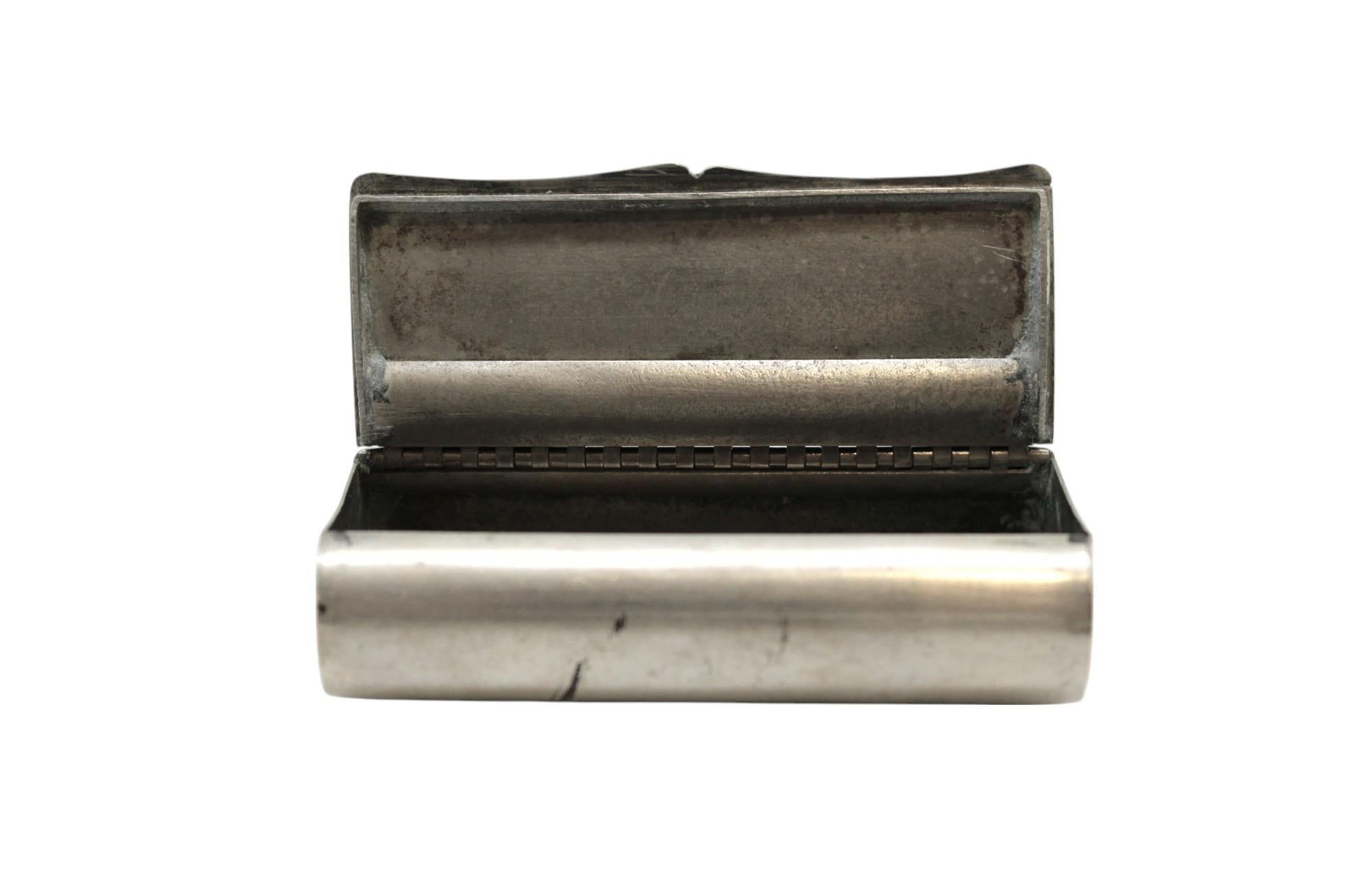 An Engraved Pewter Snuff Box, Circa 1900 Judaica For Sale 1