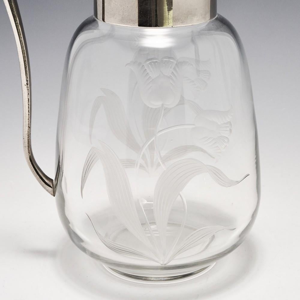 Glass An Engraved WMF Jug with Ice Cooler, c1905 For Sale