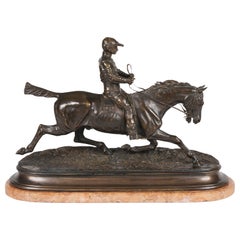 Antique French 19th Century Equestrian Bronze Sculpture after Pierre-Jules Mêne