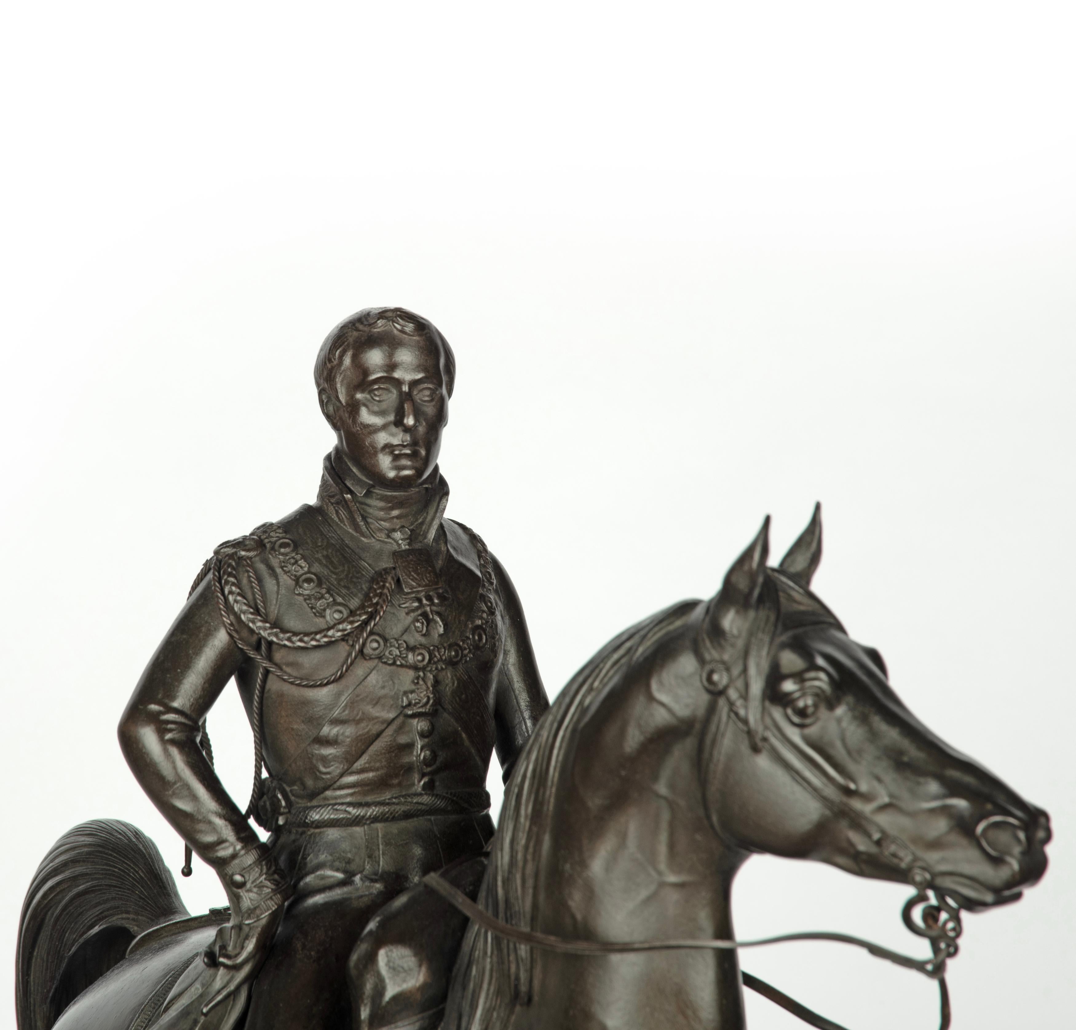 An equestrian statuette of the Duke of Wellington by Morel after Marochetti 2