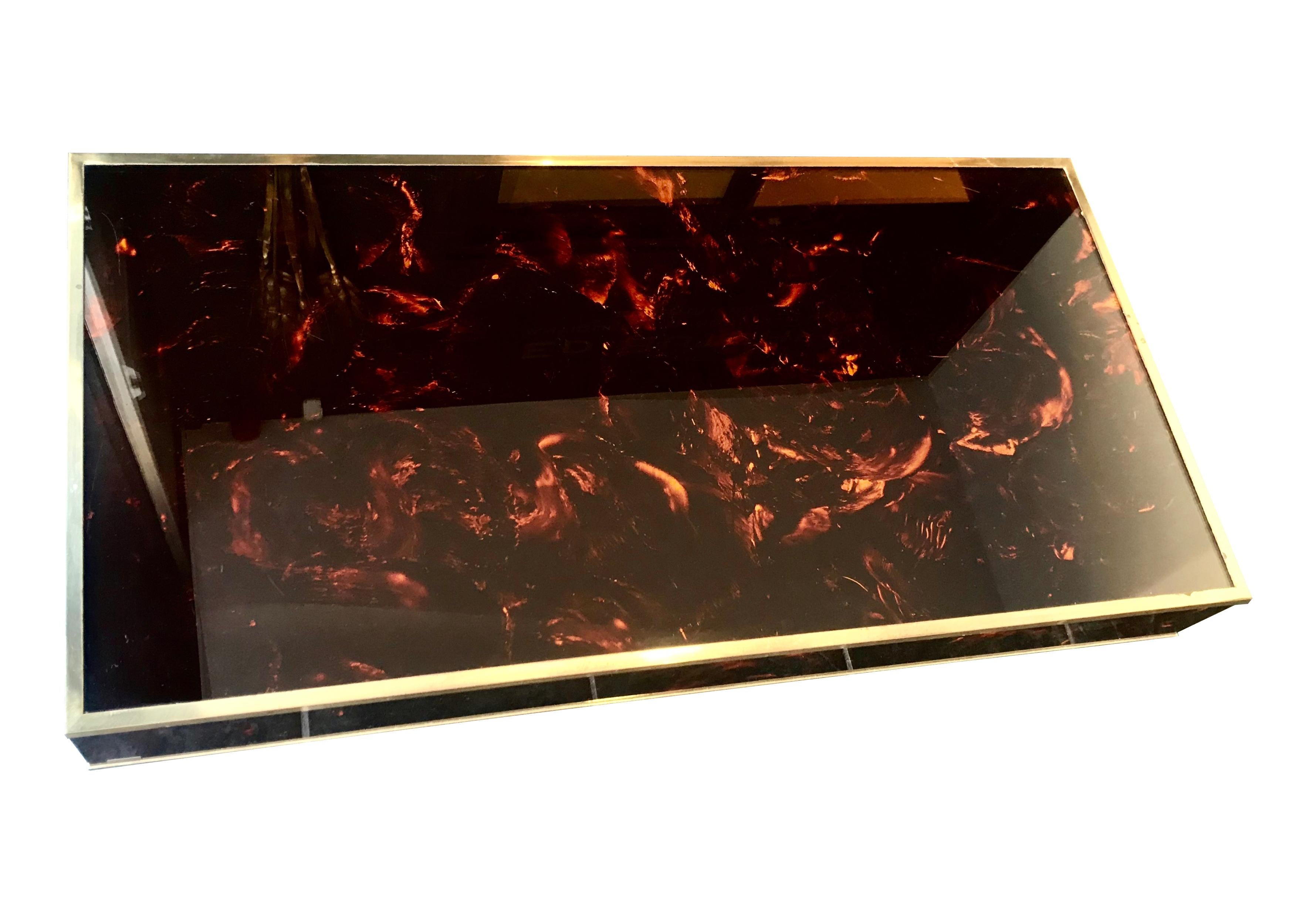 French Eric Maville Faux Tortoiseshell Coffee Table