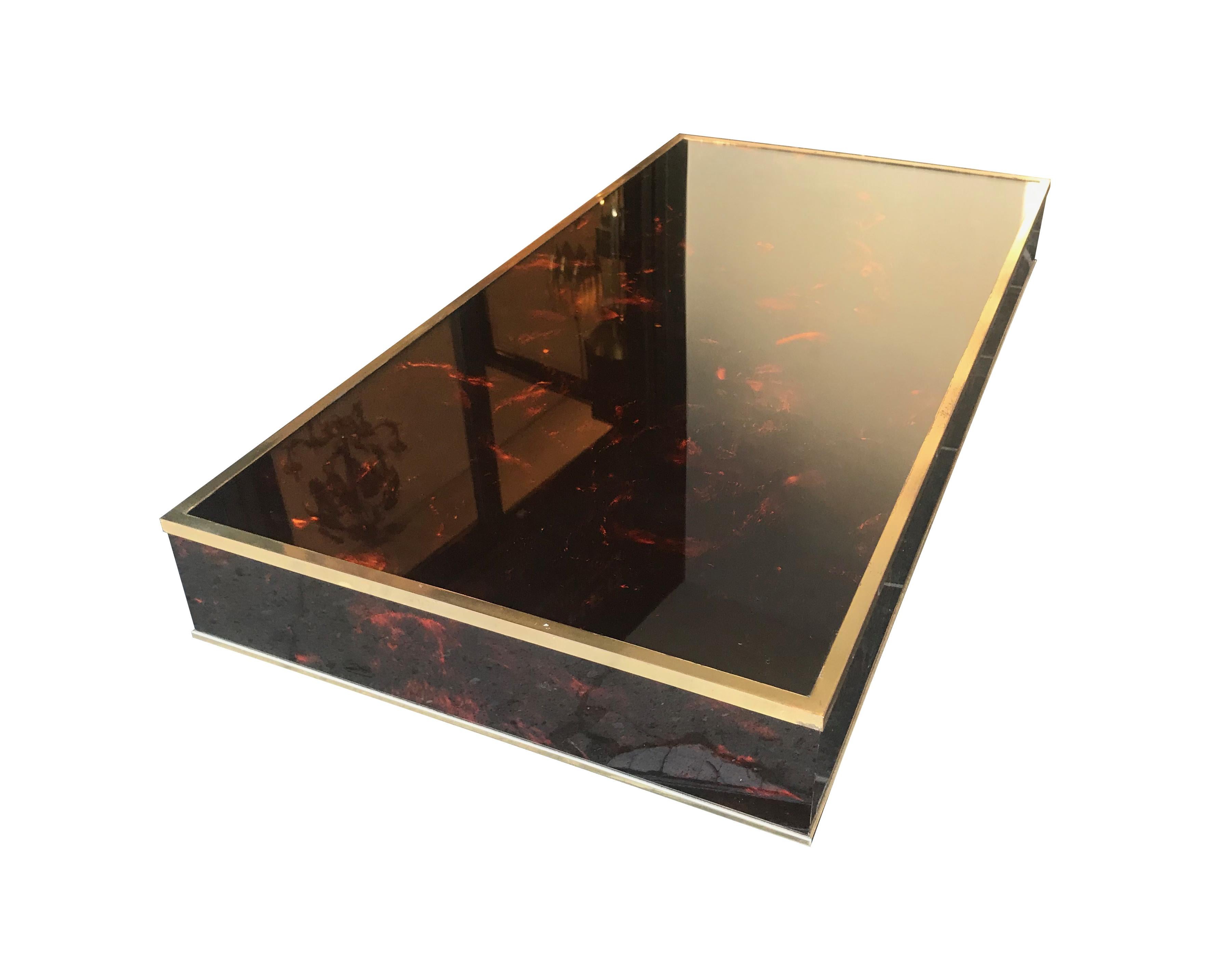 Acrylic Eric Maville Faux Tortoiseshell Coffee Table