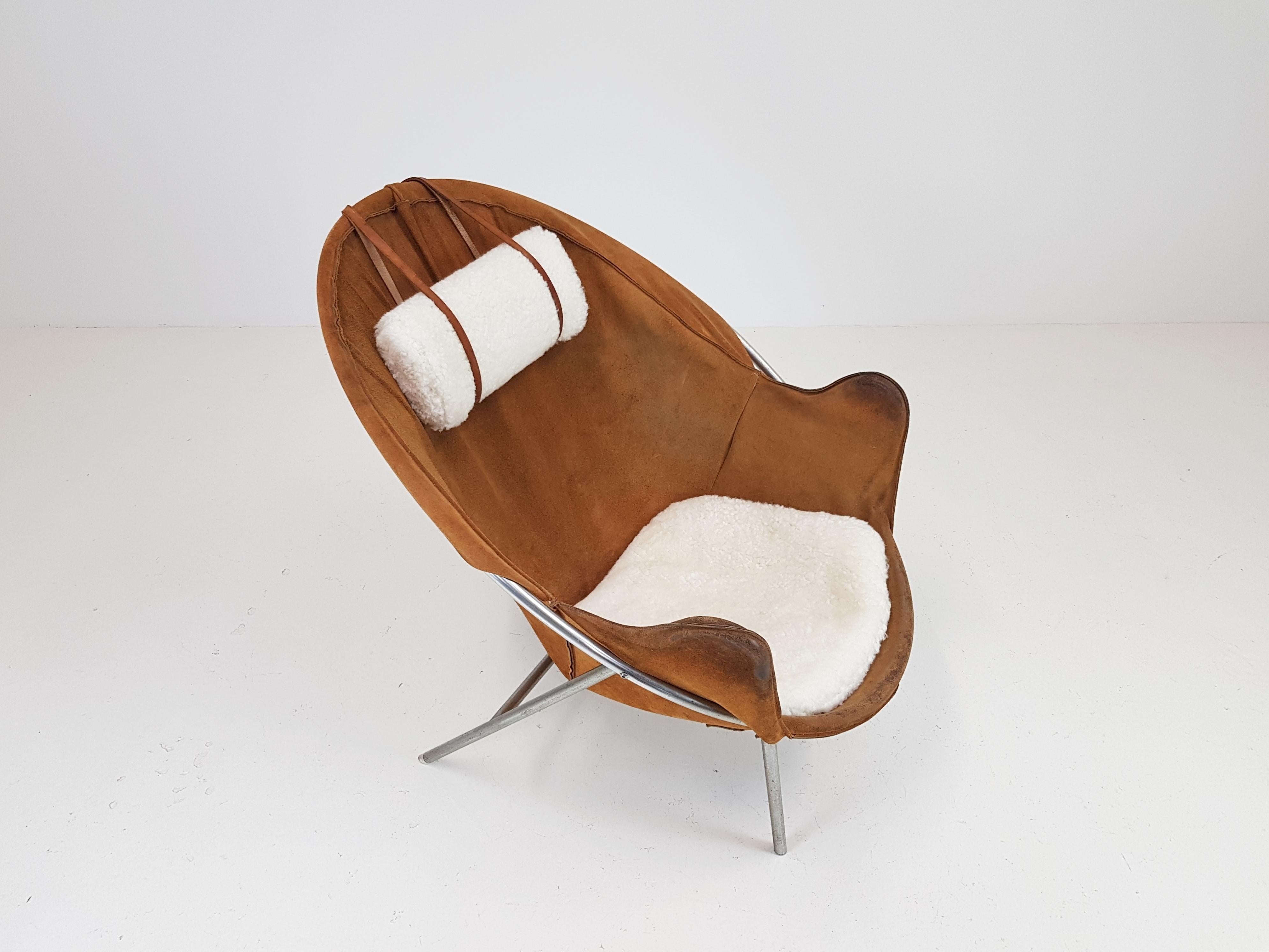 Erik Ole Jørgensen Lounge Chair for Olaf Black, in Cognac Suede, Denmark, 1953 1