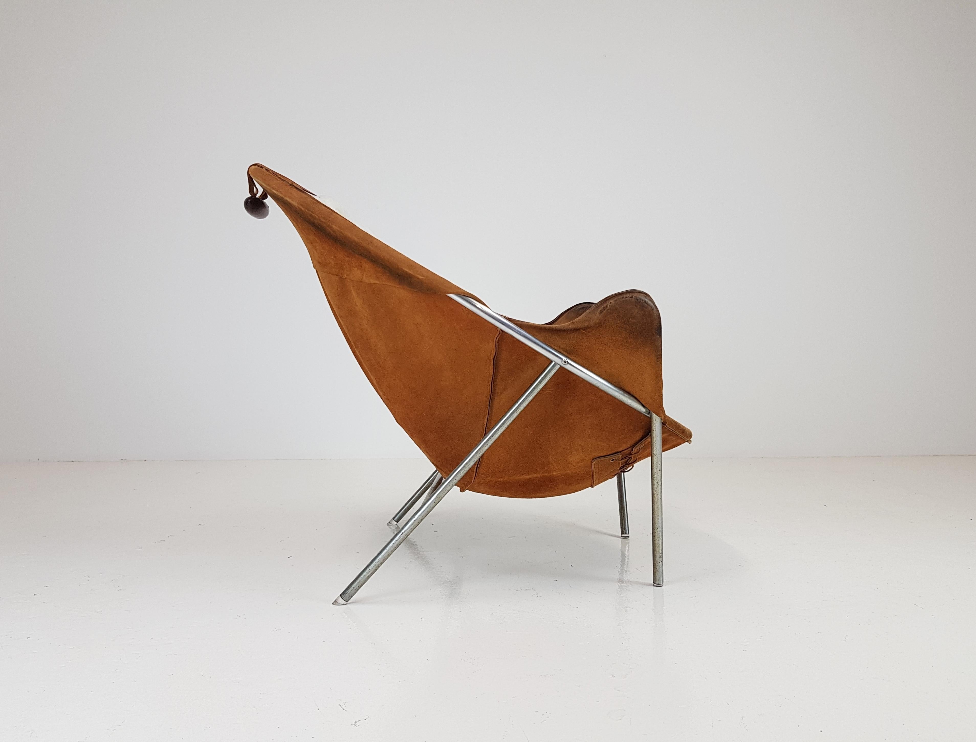 Erik Ole Jørgensen Lounge Chair for Olaf Black, in Cognac Suede, Denmark, 1953 2