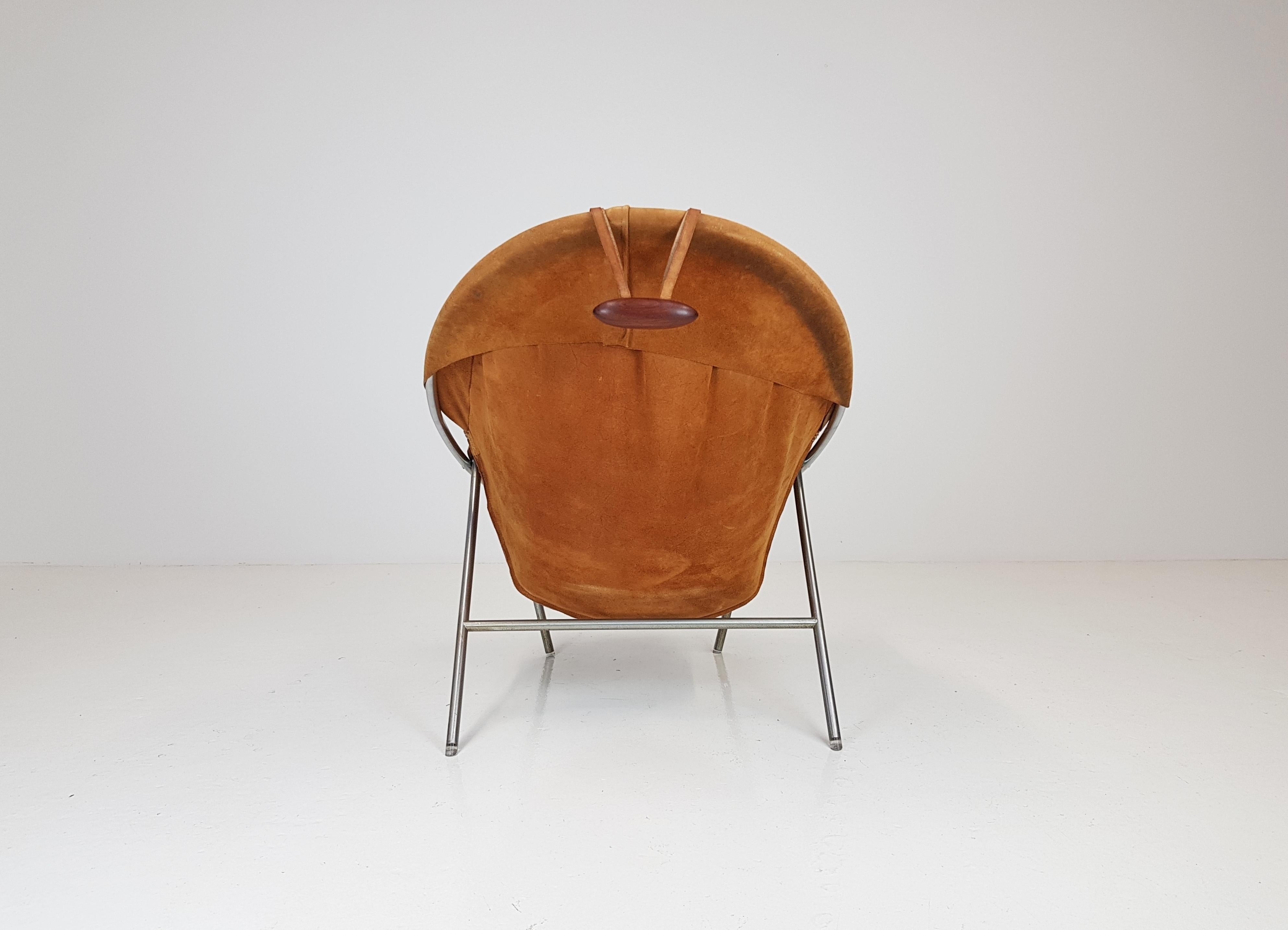 20th Century Erik Ole Jørgensen Lounge Chair for Olaf Black, in Cognac Suede, Denmark, 1953