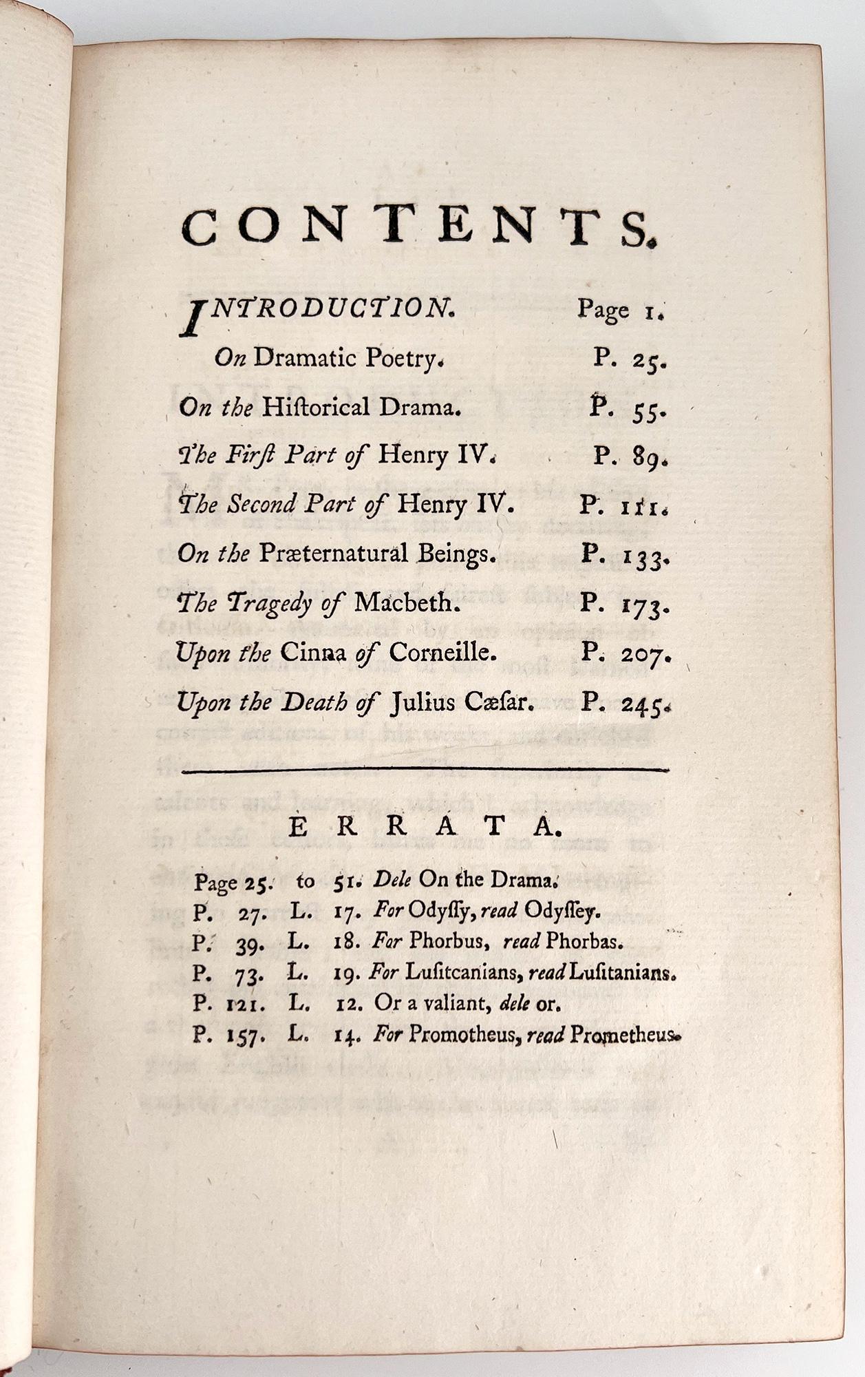 An Essay on the Writings and Genius of Shakespeare by Montagu, Mrs. (Elizabeth) In Excellent Condition For Sale In Middletown, NY