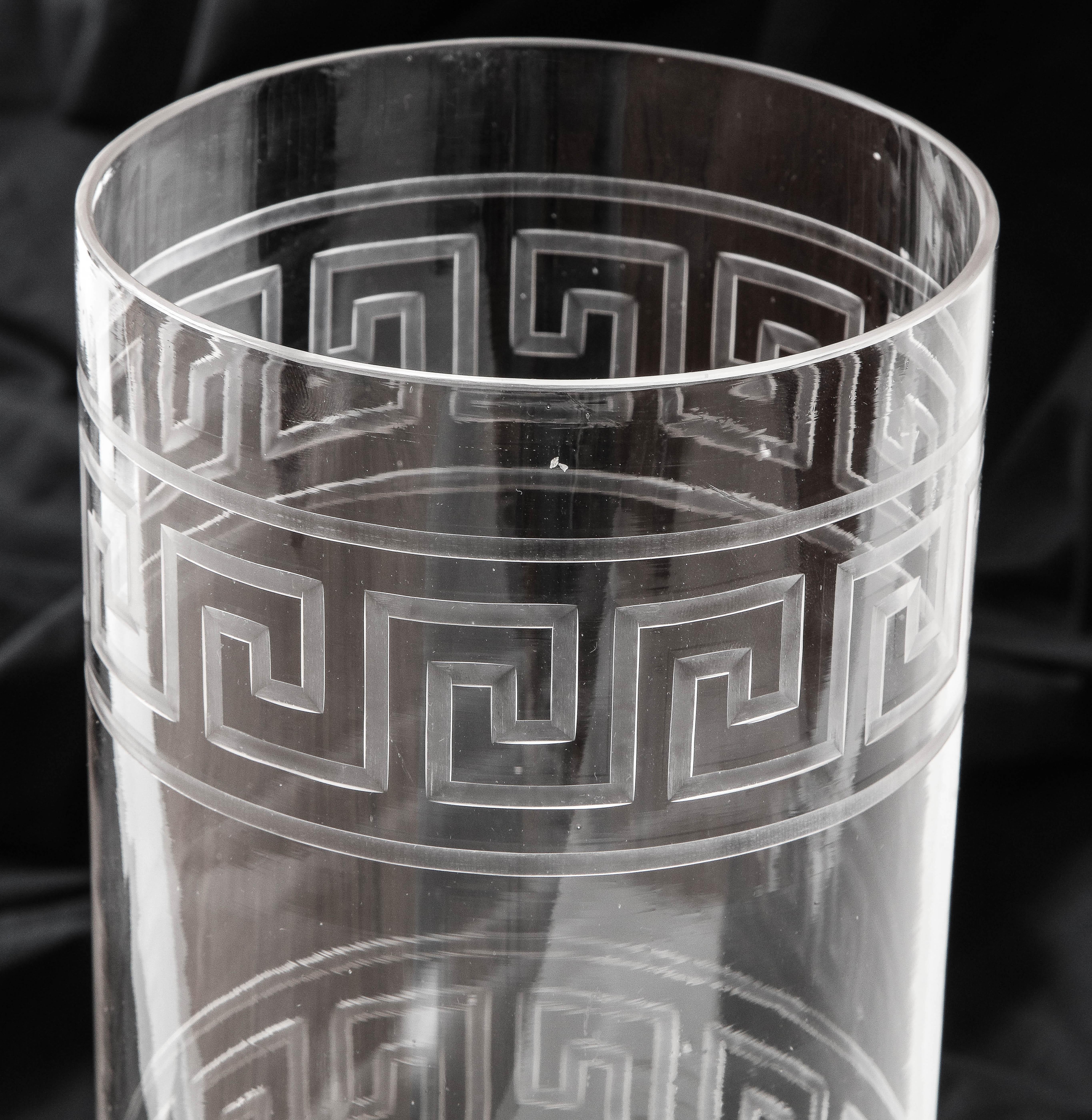 Etched Glass Greek Key Photophore 1