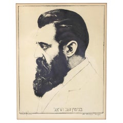 An Etched Portrait Of Dr. Theodor Herzl by Saul Raskin