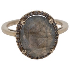 An Ethereal Rose-Cut Smoky quartz and Halo Ring in 9k Gold