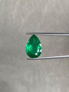 An Ethically Sourced 7.88 carats Pear Shaped Zambian Emerald