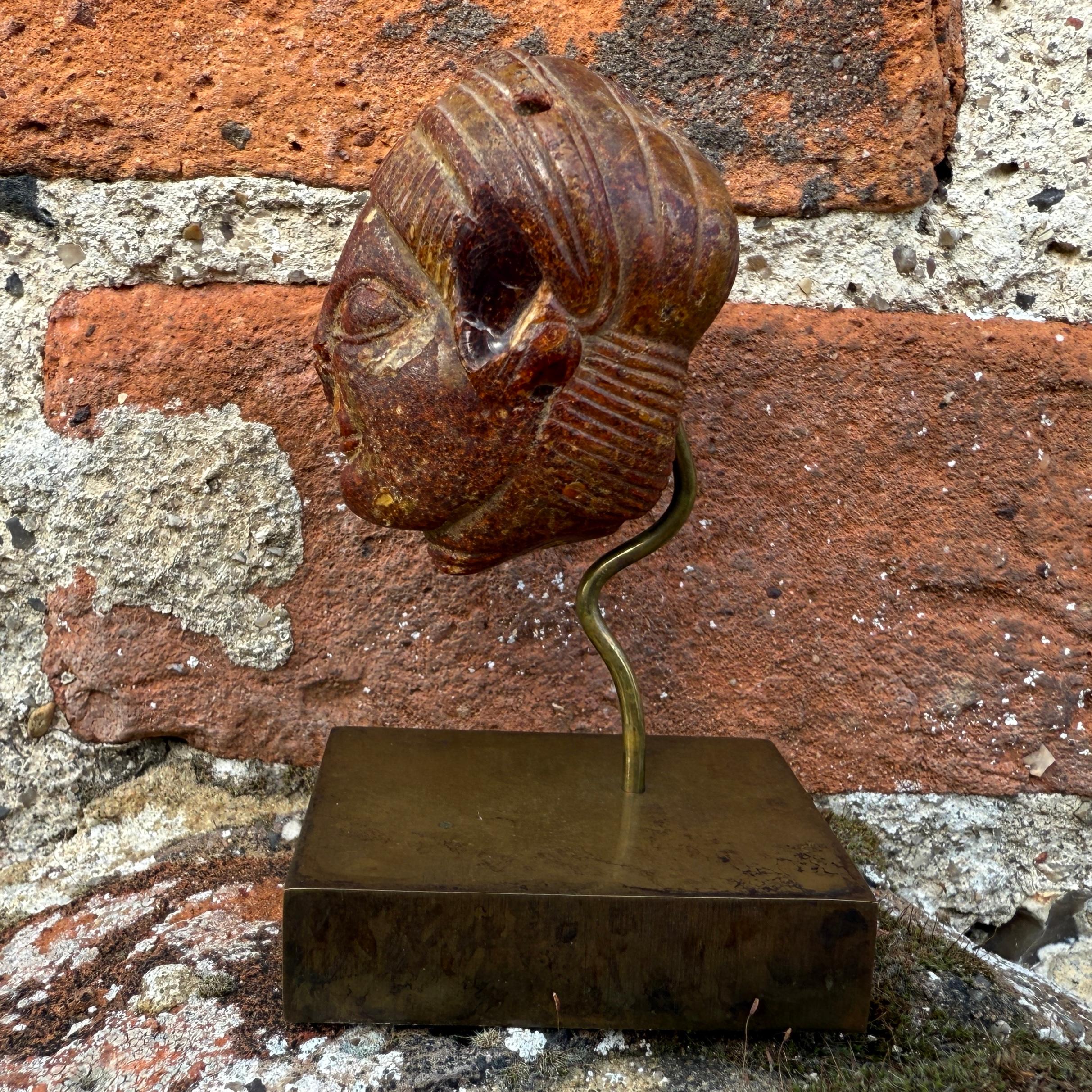 An Etruscan Amber Head Pendant. Etruria, circa 5th century B.C. For Sale 5