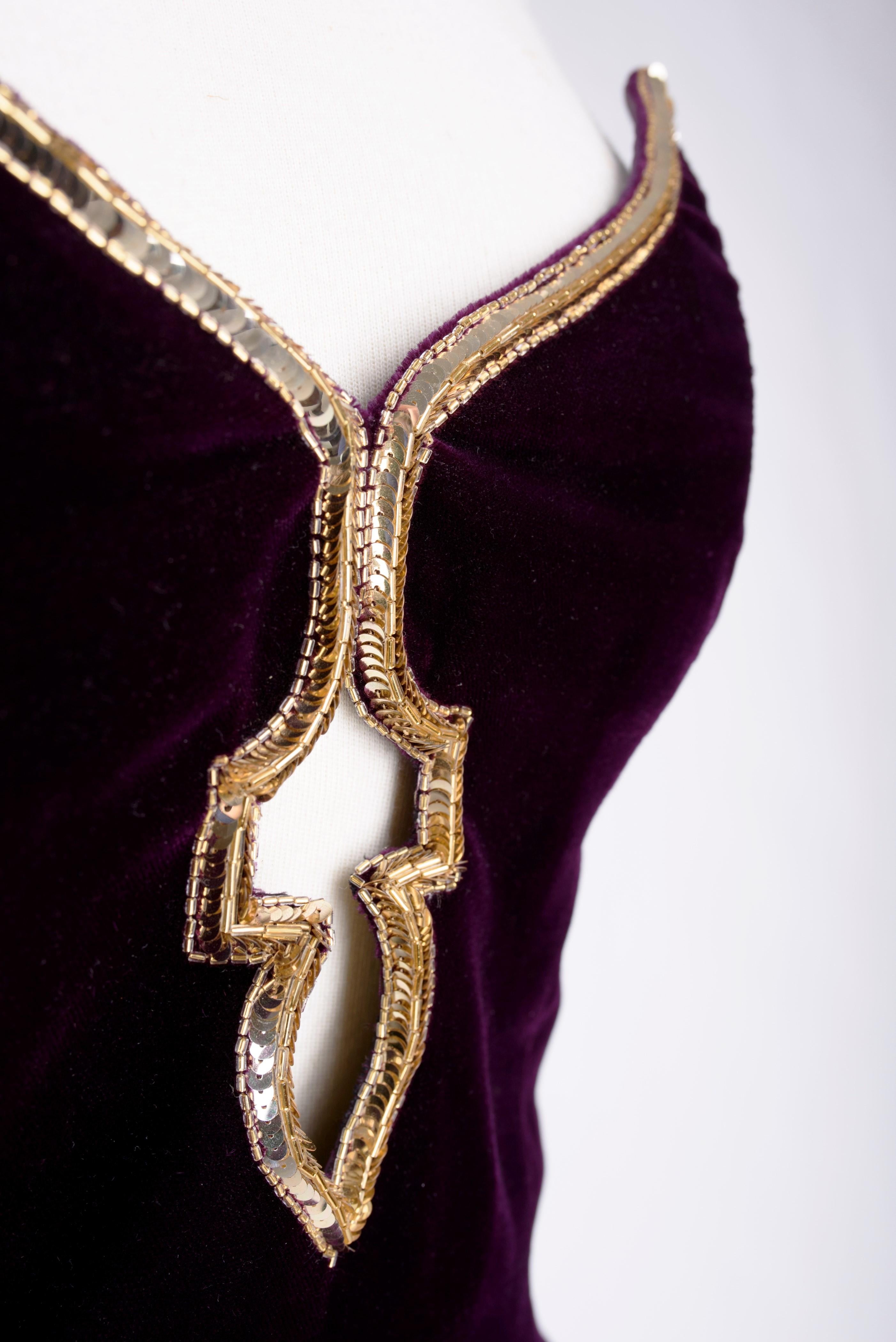 Una noche Lanvin Couture Top y falda de terciopelo bordado Circa 1985 en venta 9