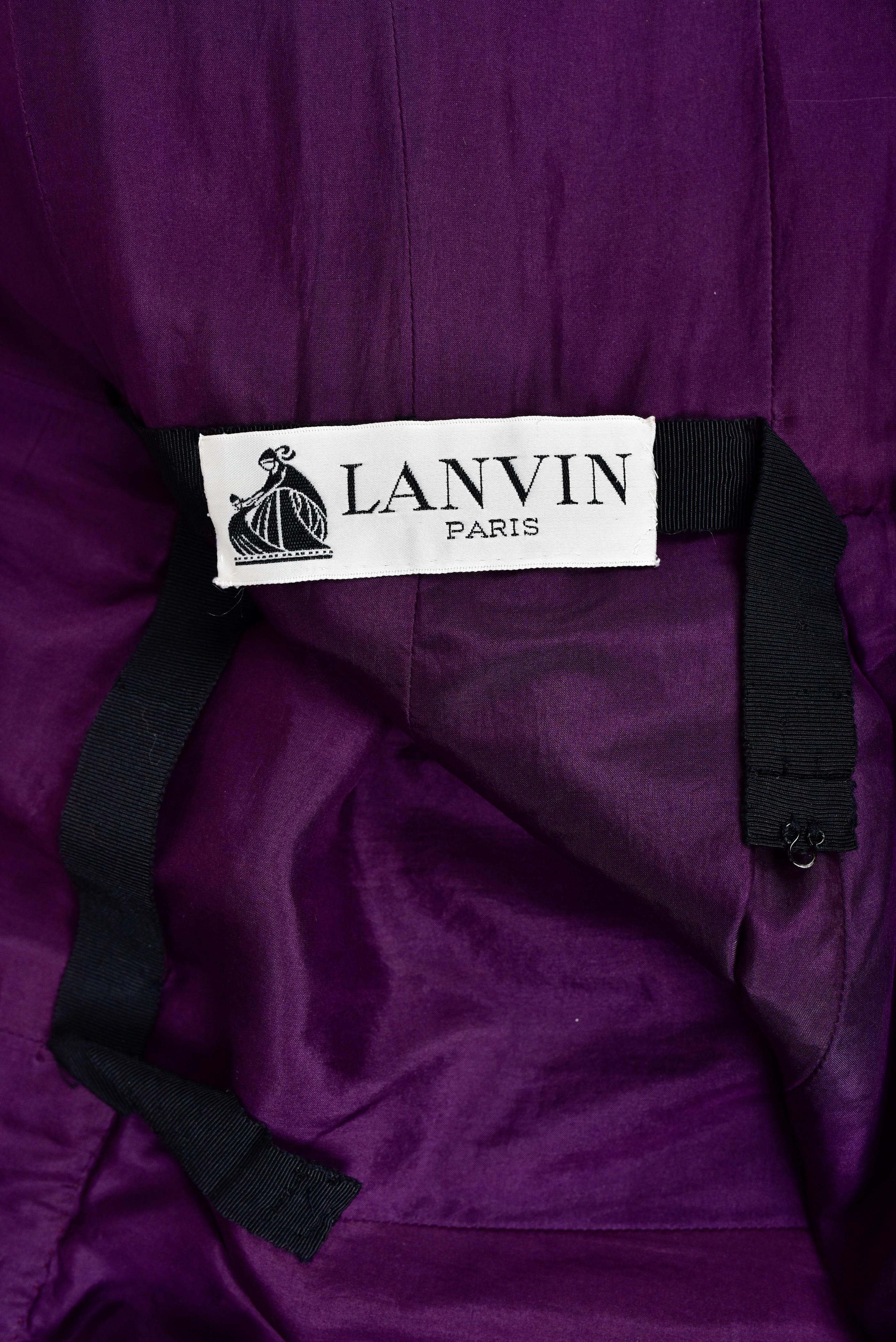 Una noche Lanvin Couture Top y falda de terciopelo bordado Circa 1985 en venta 2