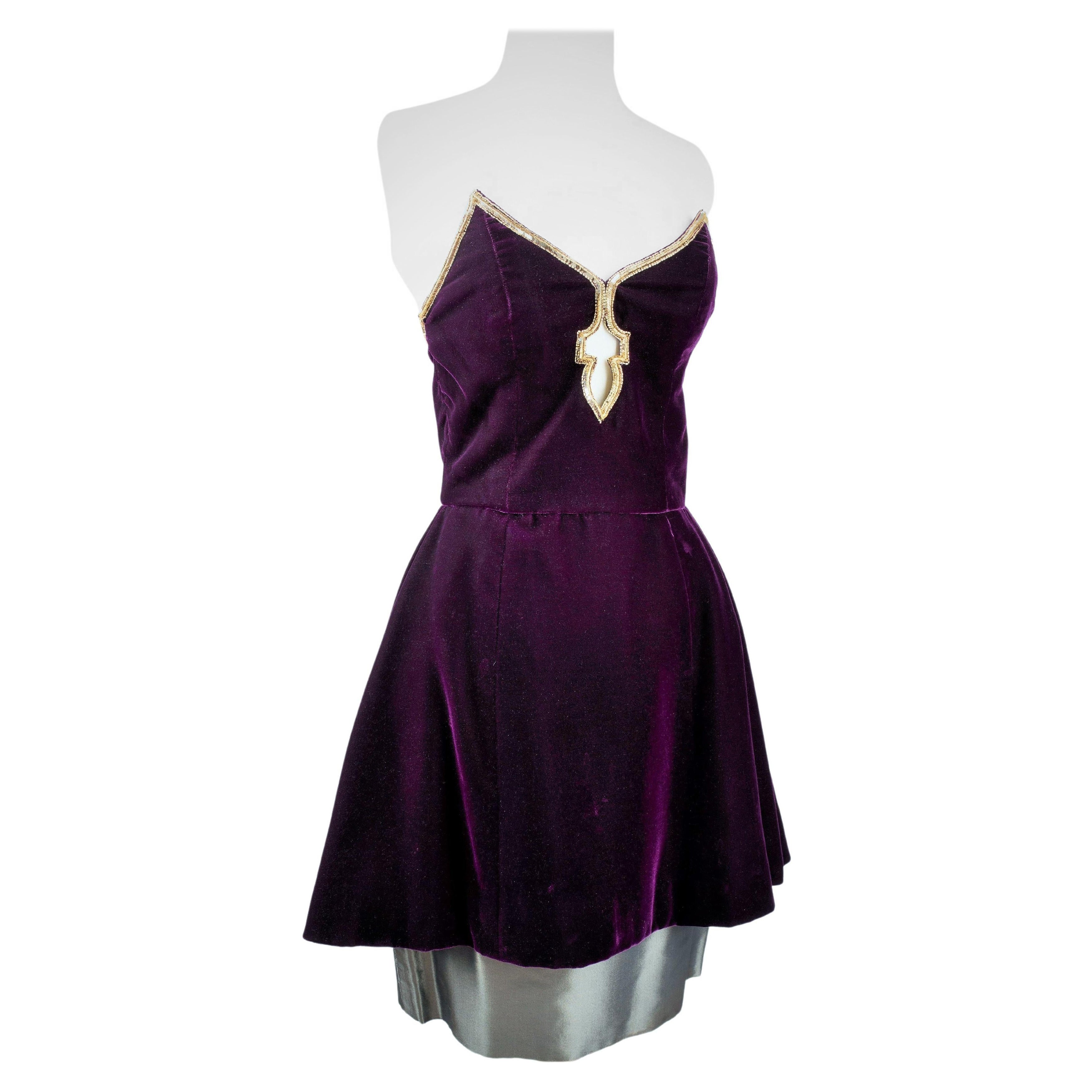 Ein Abend Lanvin Couture bestickt Samt Top & Rock Circa 1985 im Angebot