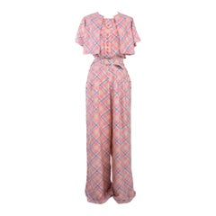 Dreiteilige Pyjamas für den Abend aus bedruckter Seide - Frankreich um 1935