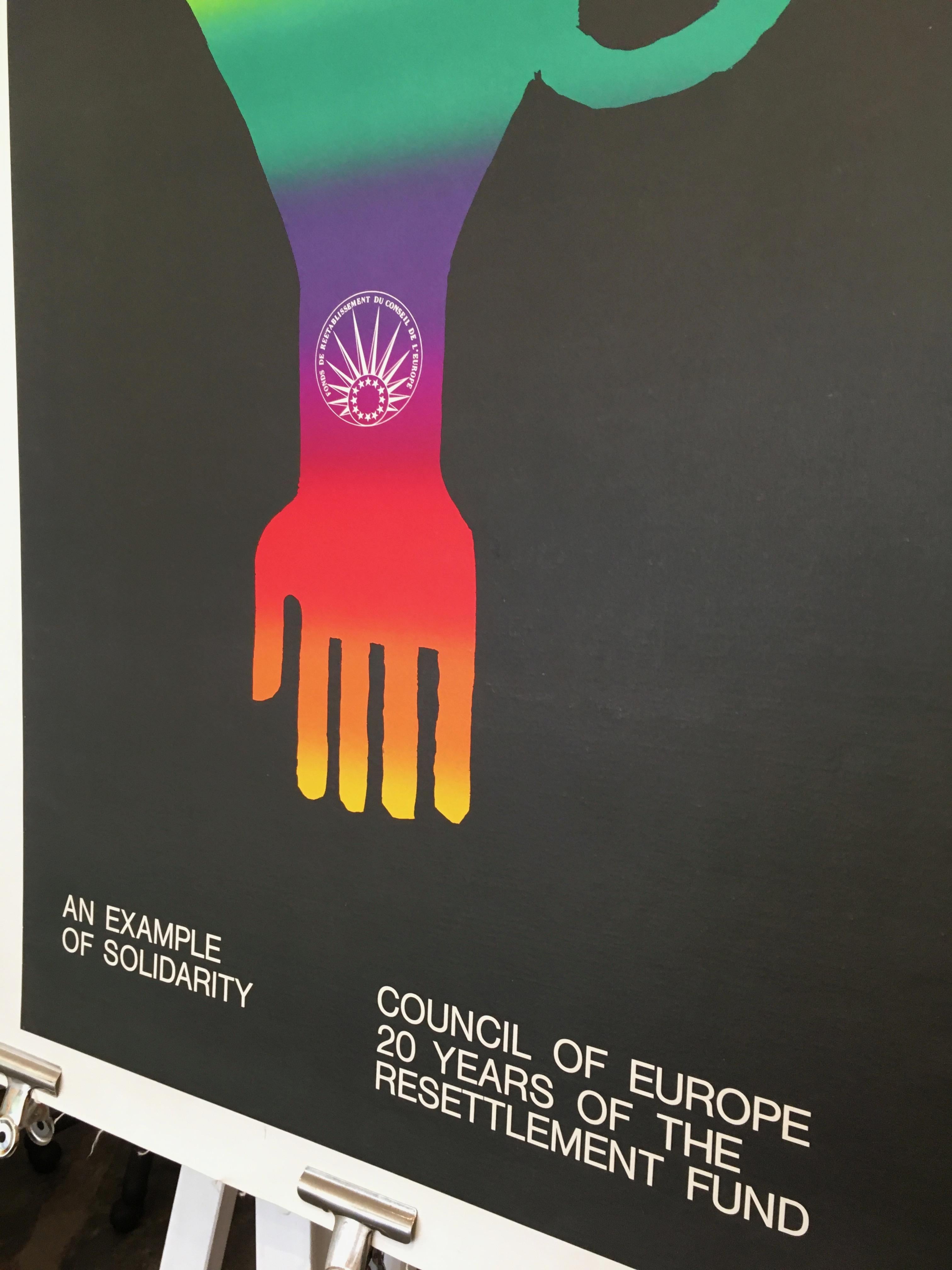 20th Century 'An Example of Solidarity - Council of Europe' Original Vintage Poster by Piatti