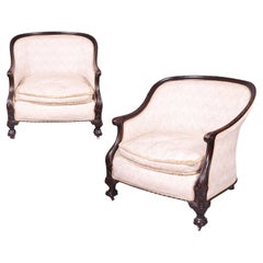 Excellent Pair of Bergère Chairs of Generous Proportions with Sumptuous Silk