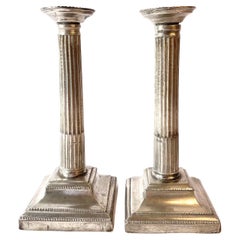 Antique An excellent pair of candlesticks in Pewter. Gustavian, dated 1799