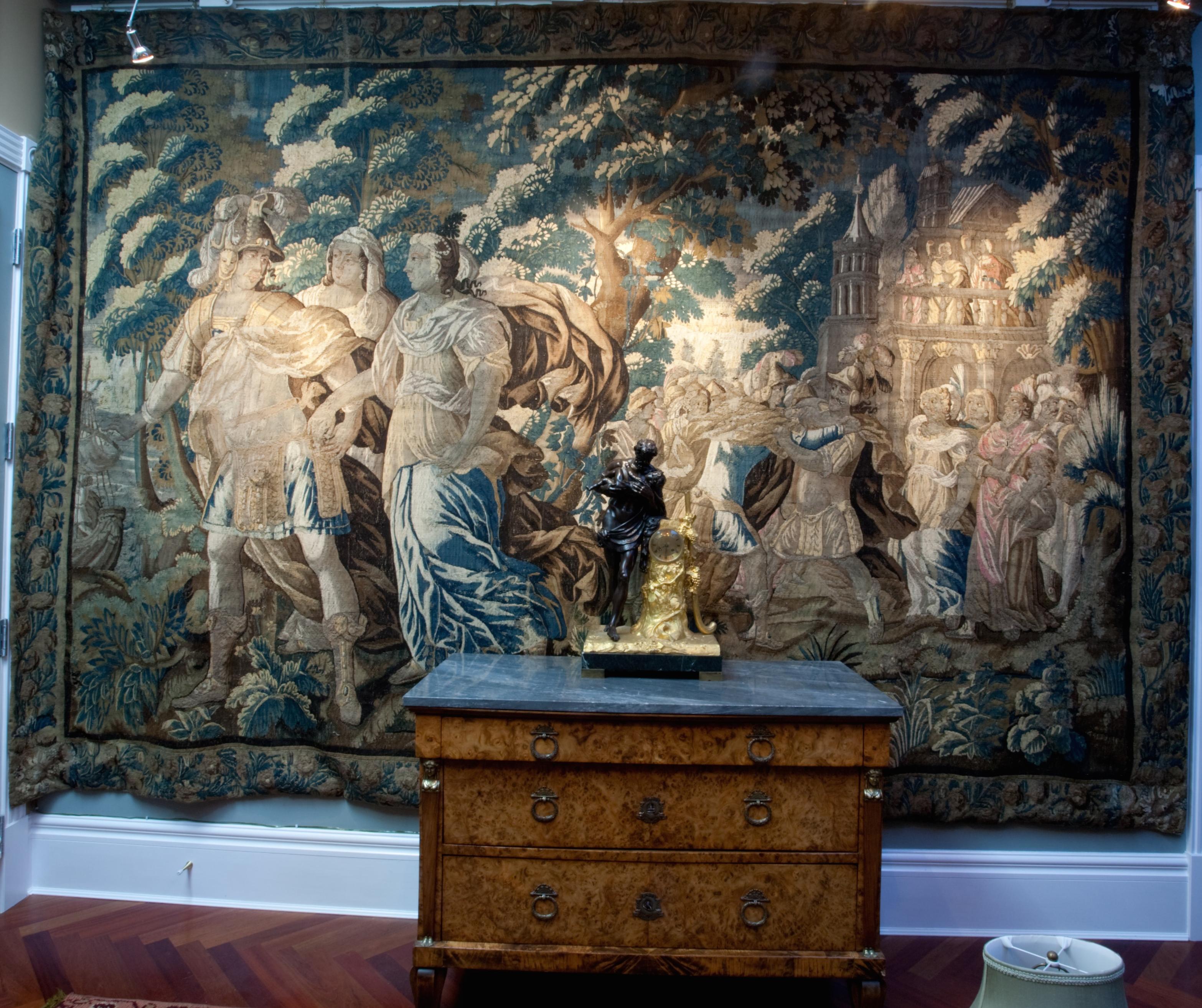 Mid-17th Century Exceptional 17th Century Flemish Verdure and Mythological Tapestry For Sale