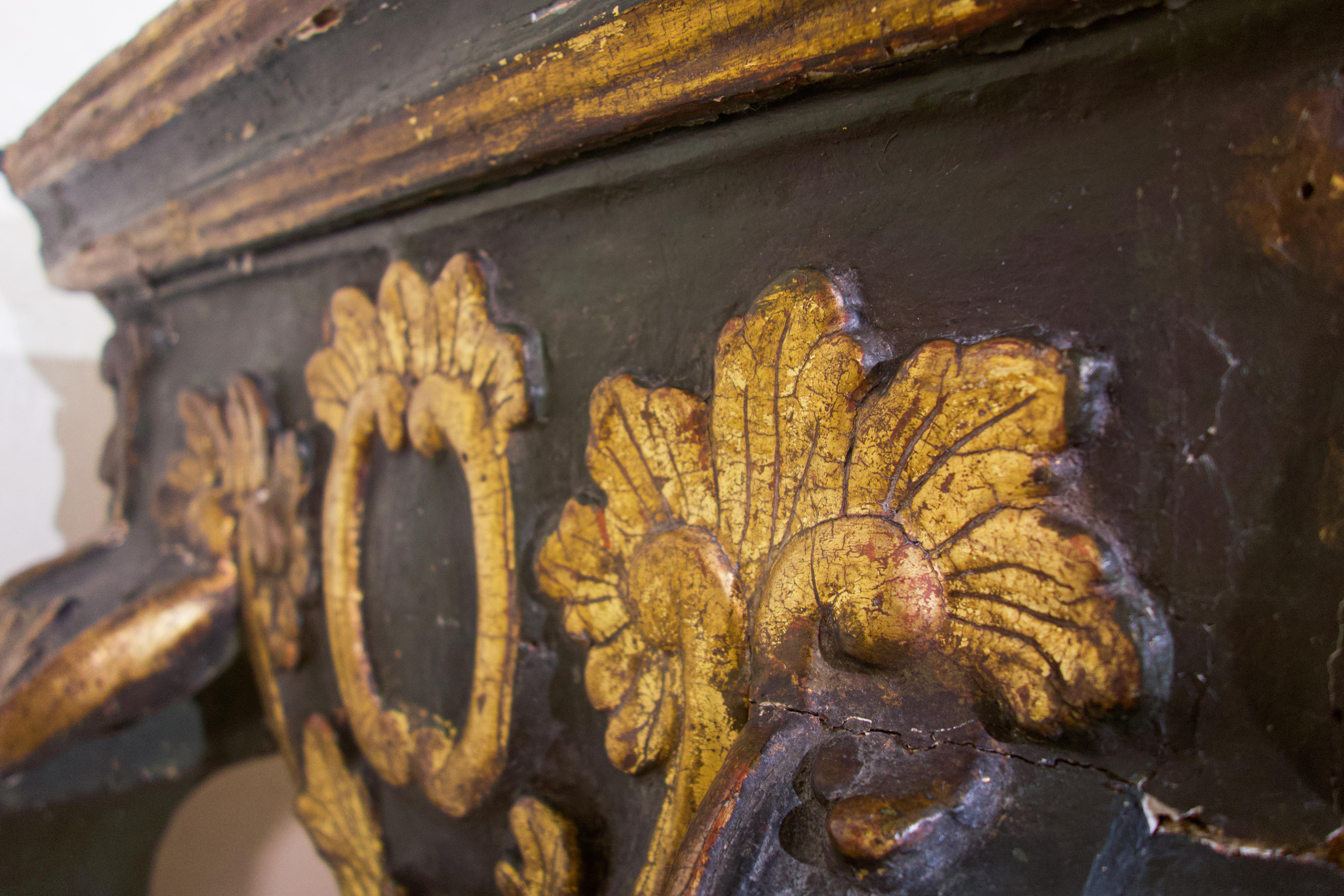 18th Century Baroque Piedmontese Italian Marble & Painted Console Table For Sale 6