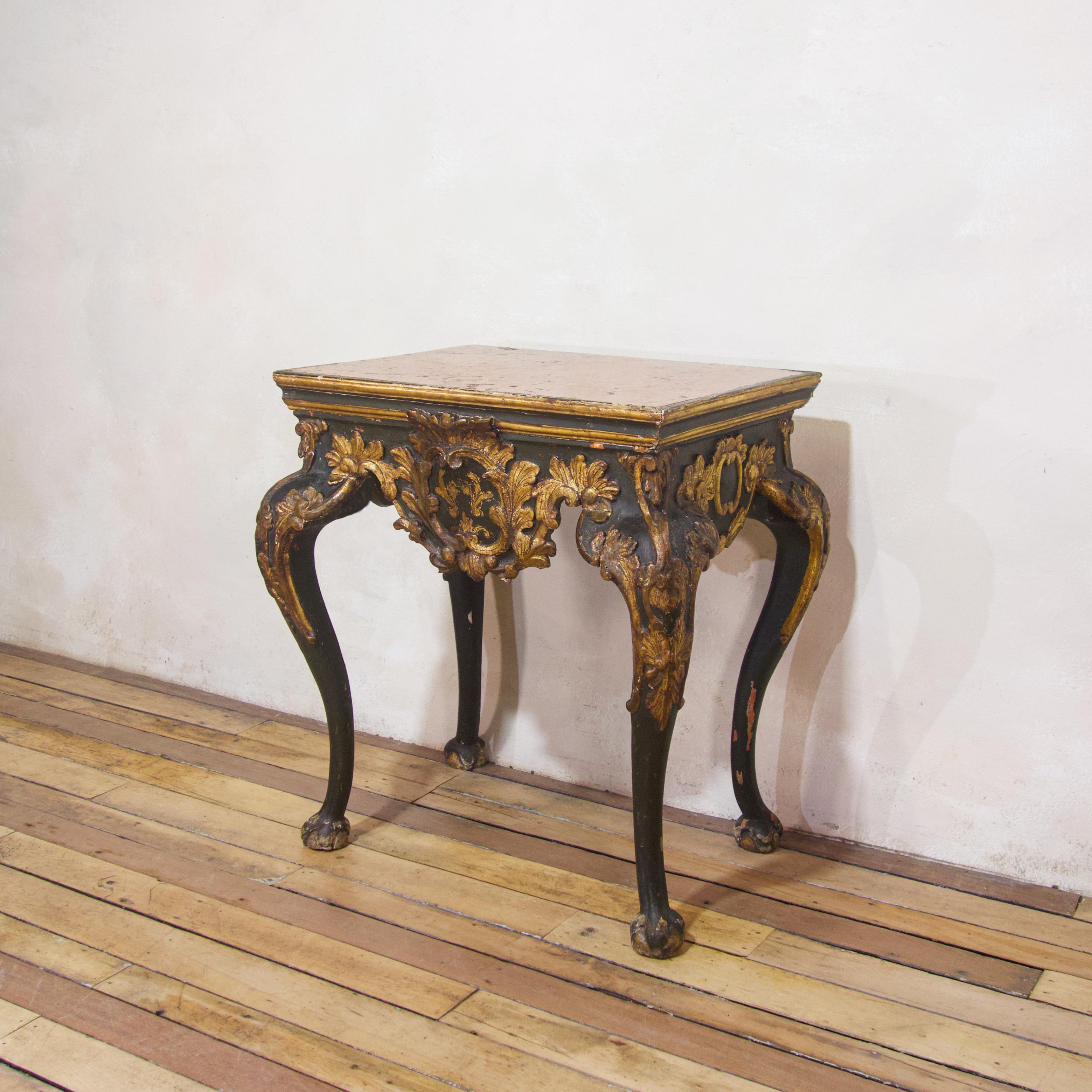 18th Century Baroque Piedmontese Italian Marble & Painted Console Table For Sale 13