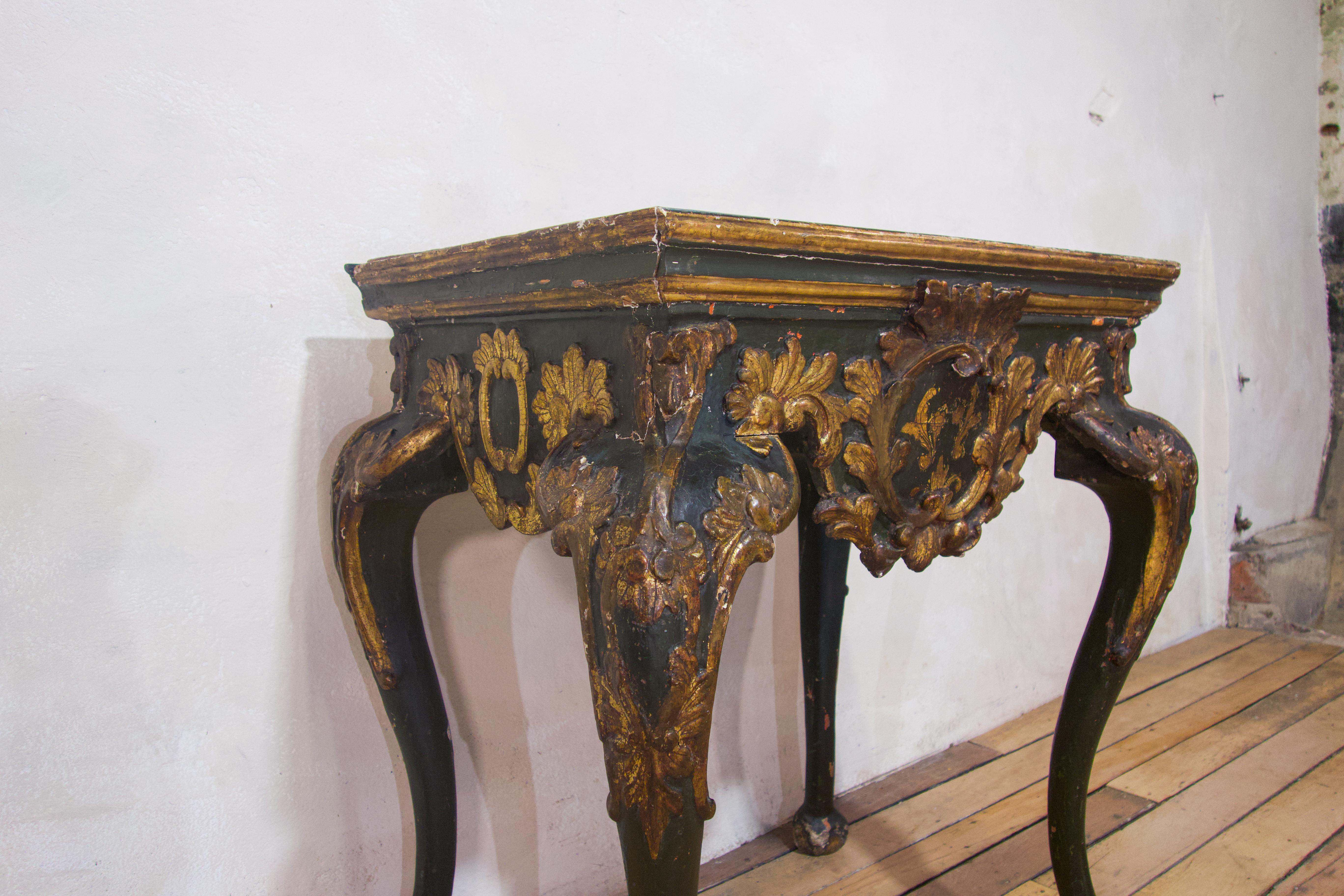 18th Century Baroque Piedmontese Italian Marble & Painted Console Table In Good Condition For Sale In Basingstoke, Hampshire
