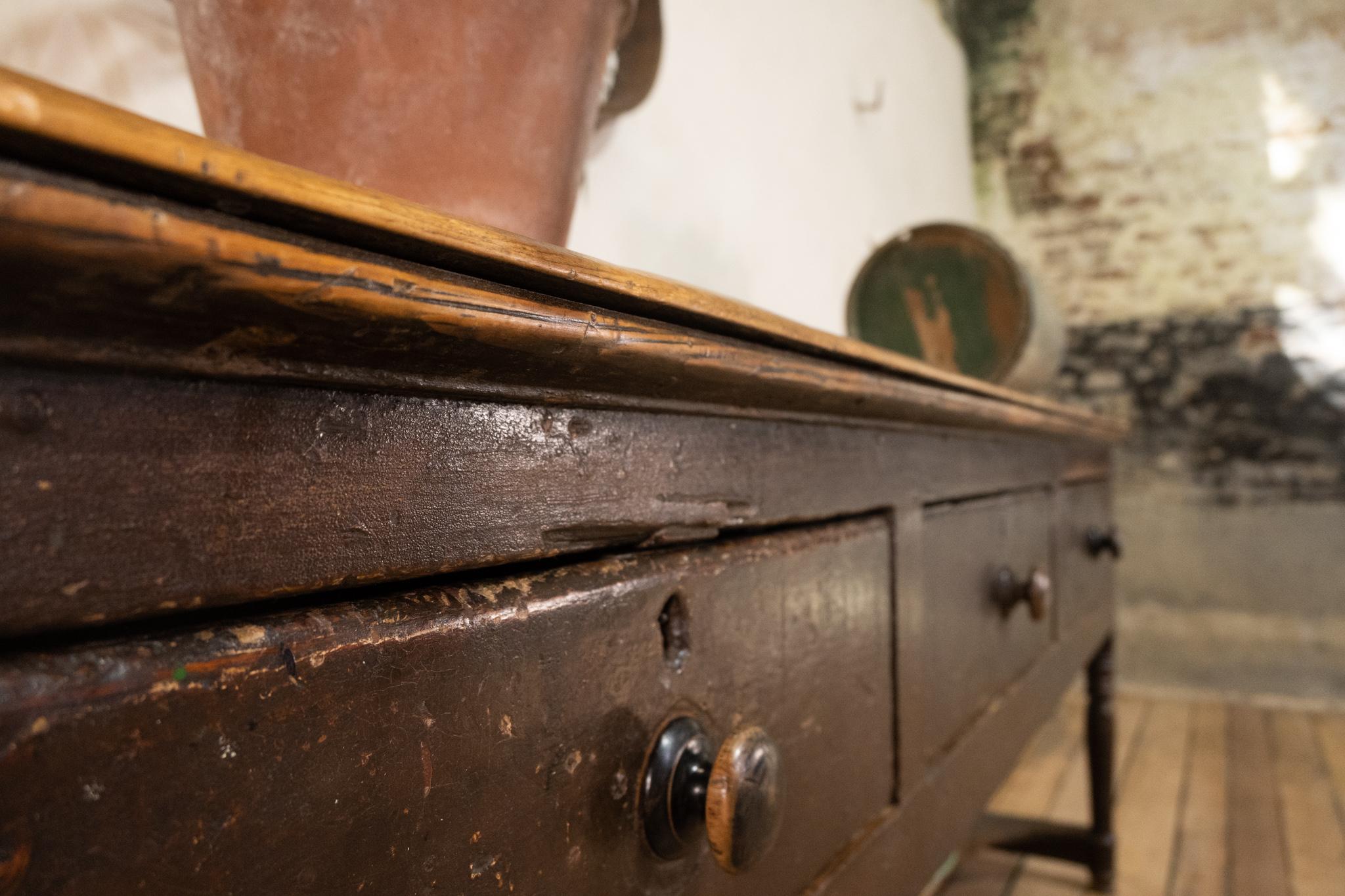 18th Century West Country Painted Potboard Dresser base For Sale 11